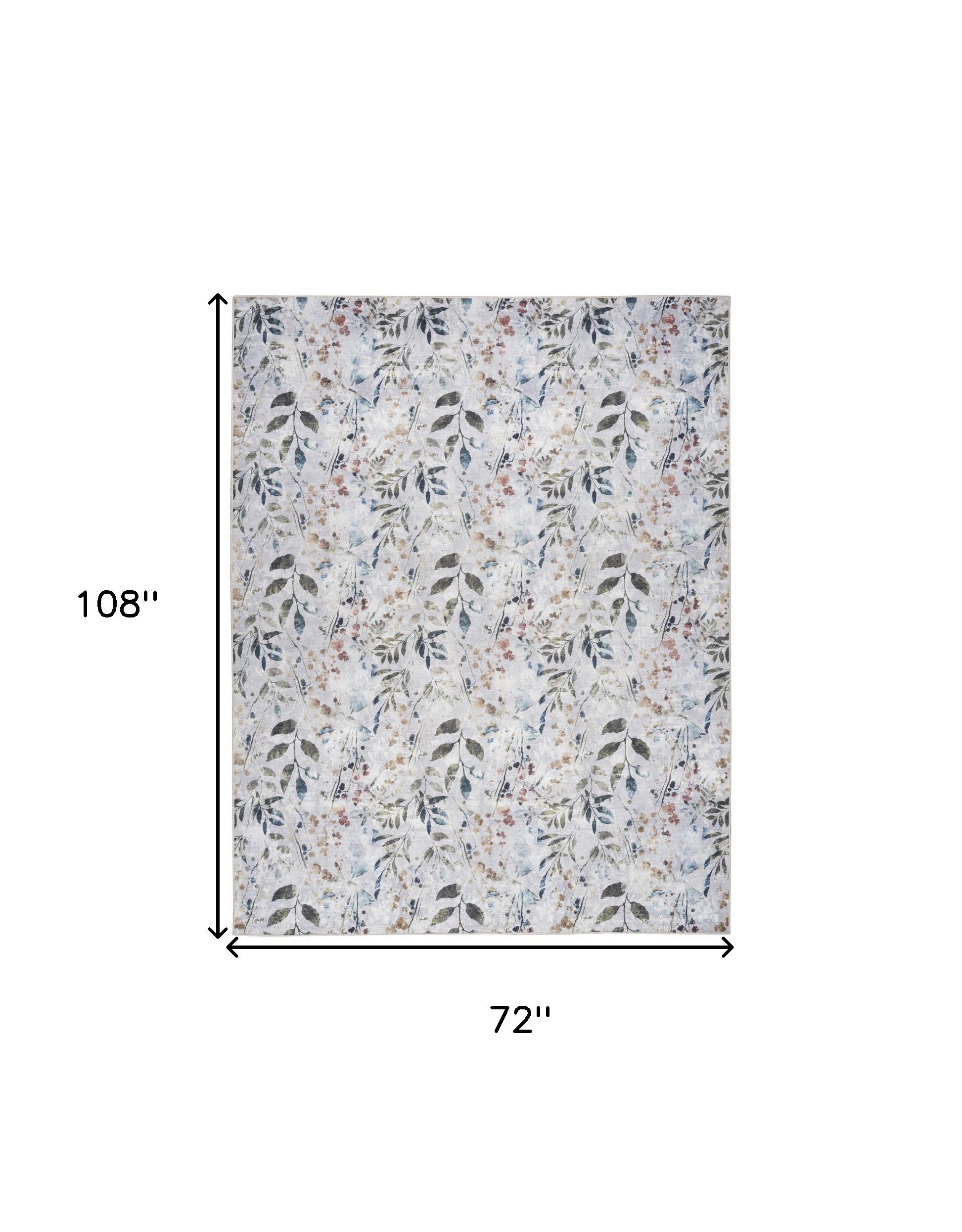 6' x 9' Ivory Blue and Gray Floral Power Loom Washable Non Skid Area Rug