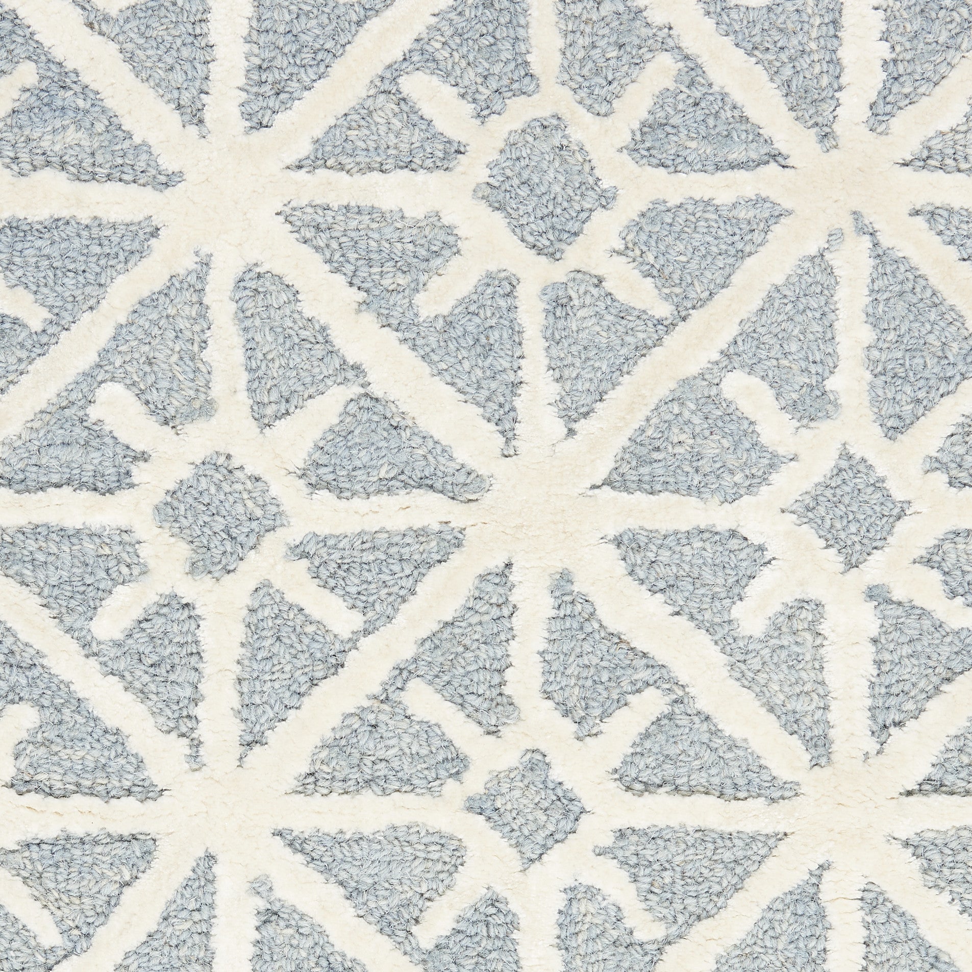 5' x 7' Light Blue and White Geometric Hand Tufted Area Rug