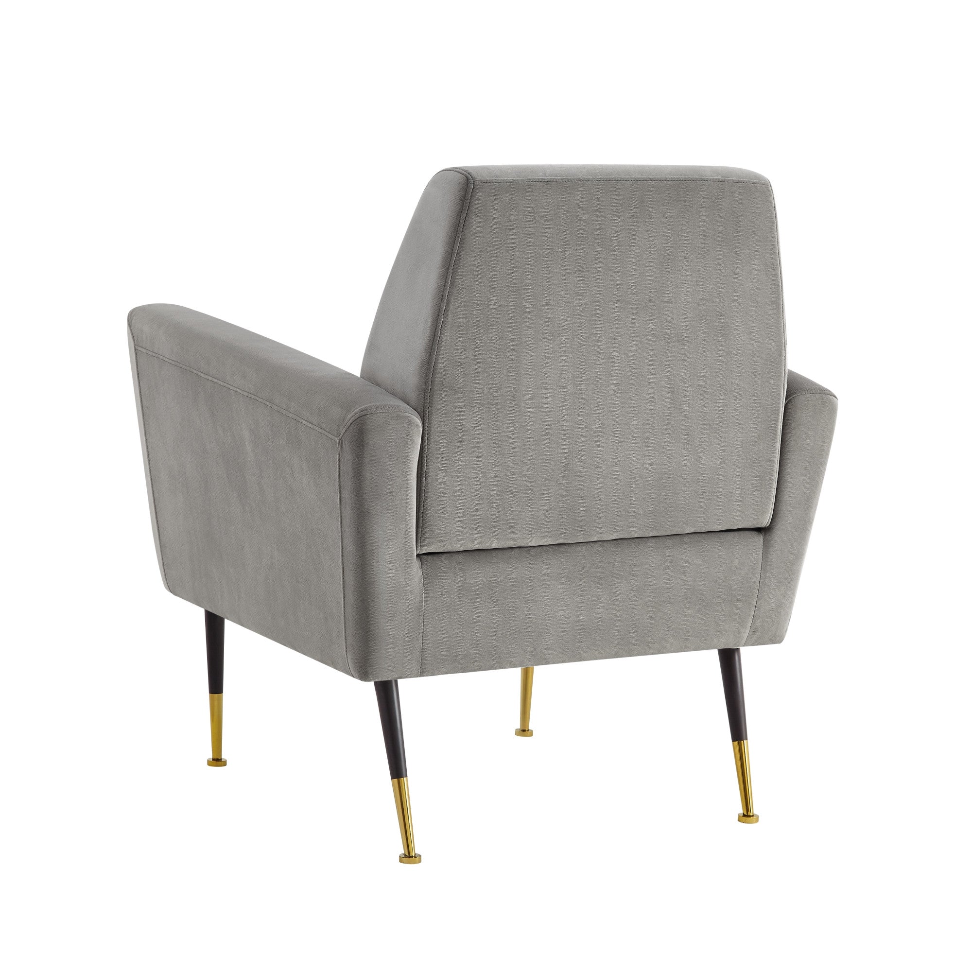 32" Gray And Gold Velvet Arm Chair