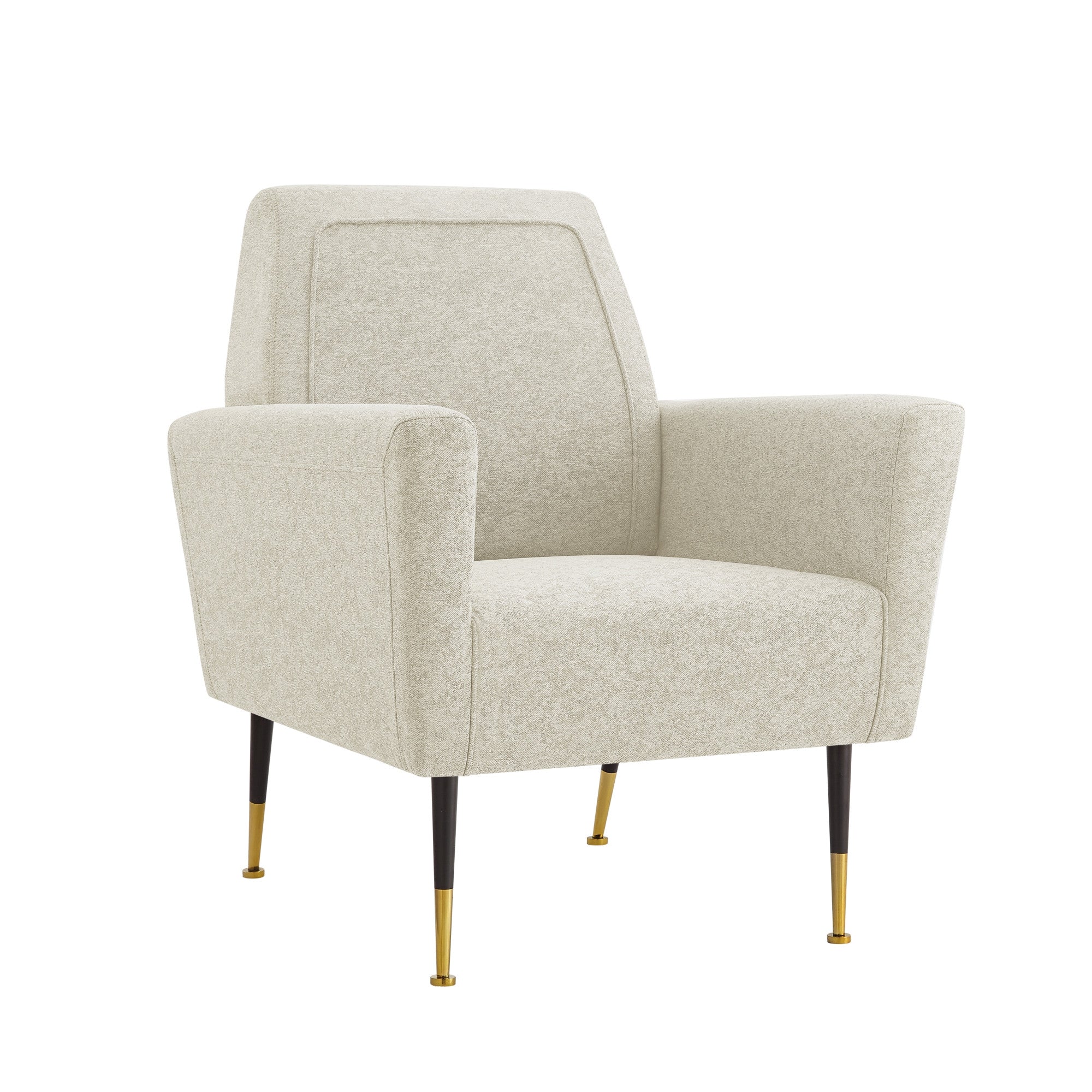 32" Gray And Gold Velvet Arm Chair