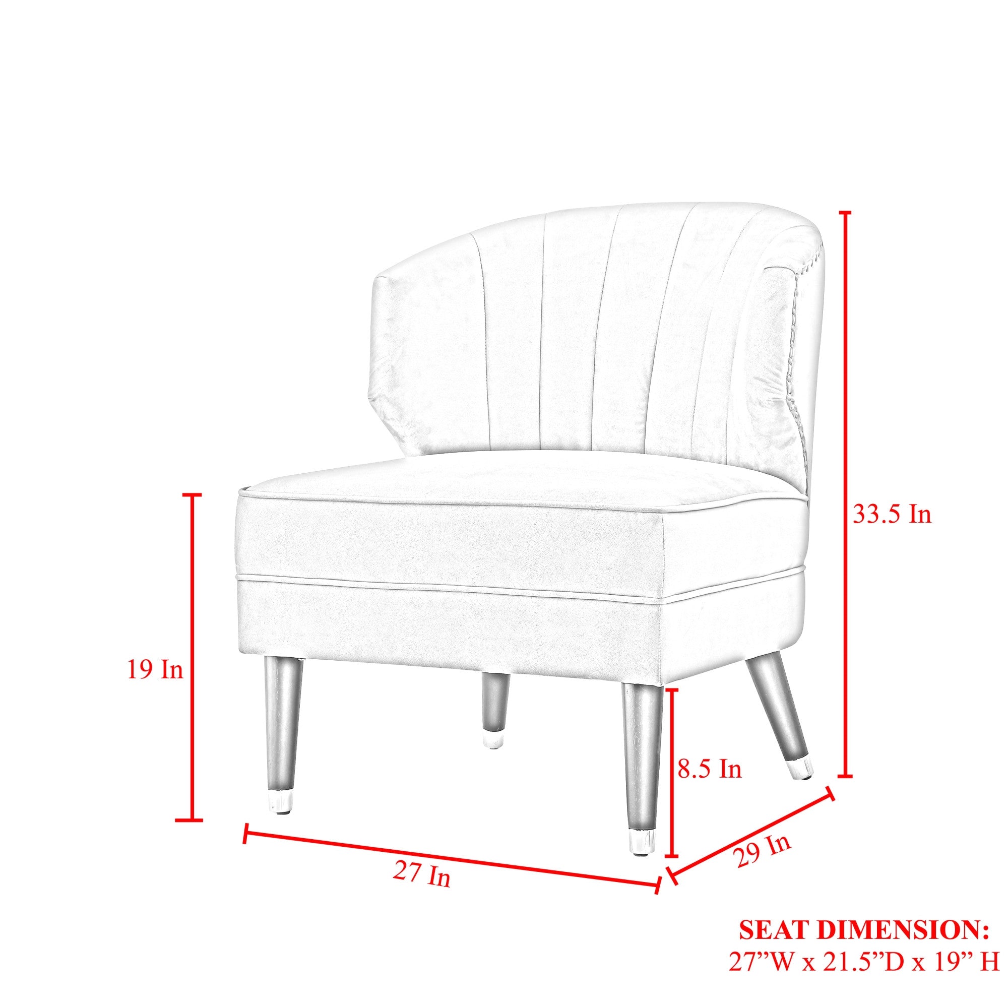 27" Gray And Gold Velvet Tufted Wingback Chair