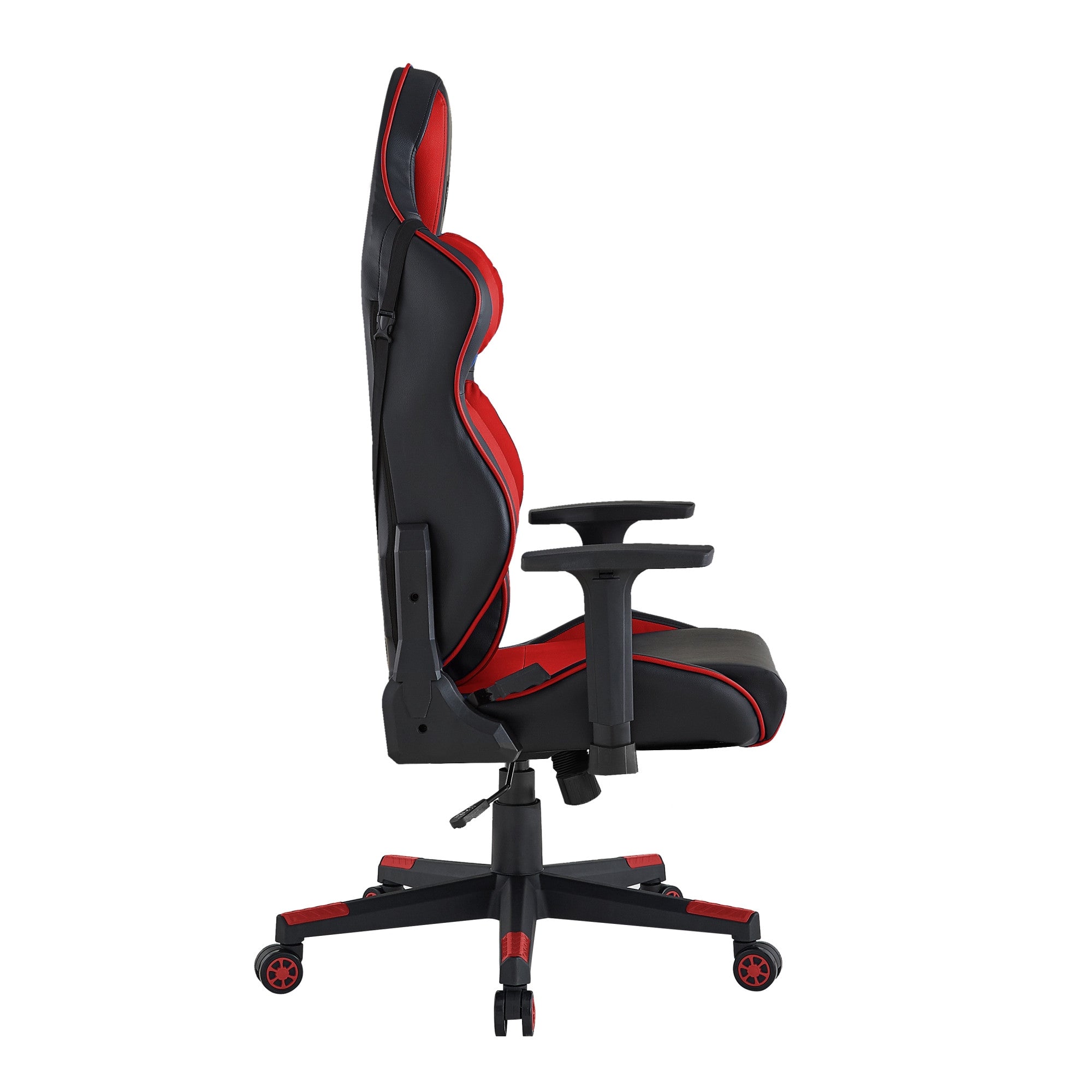 Black Red and Black Adjustable Swivel Metal Rolling Gaming Chair