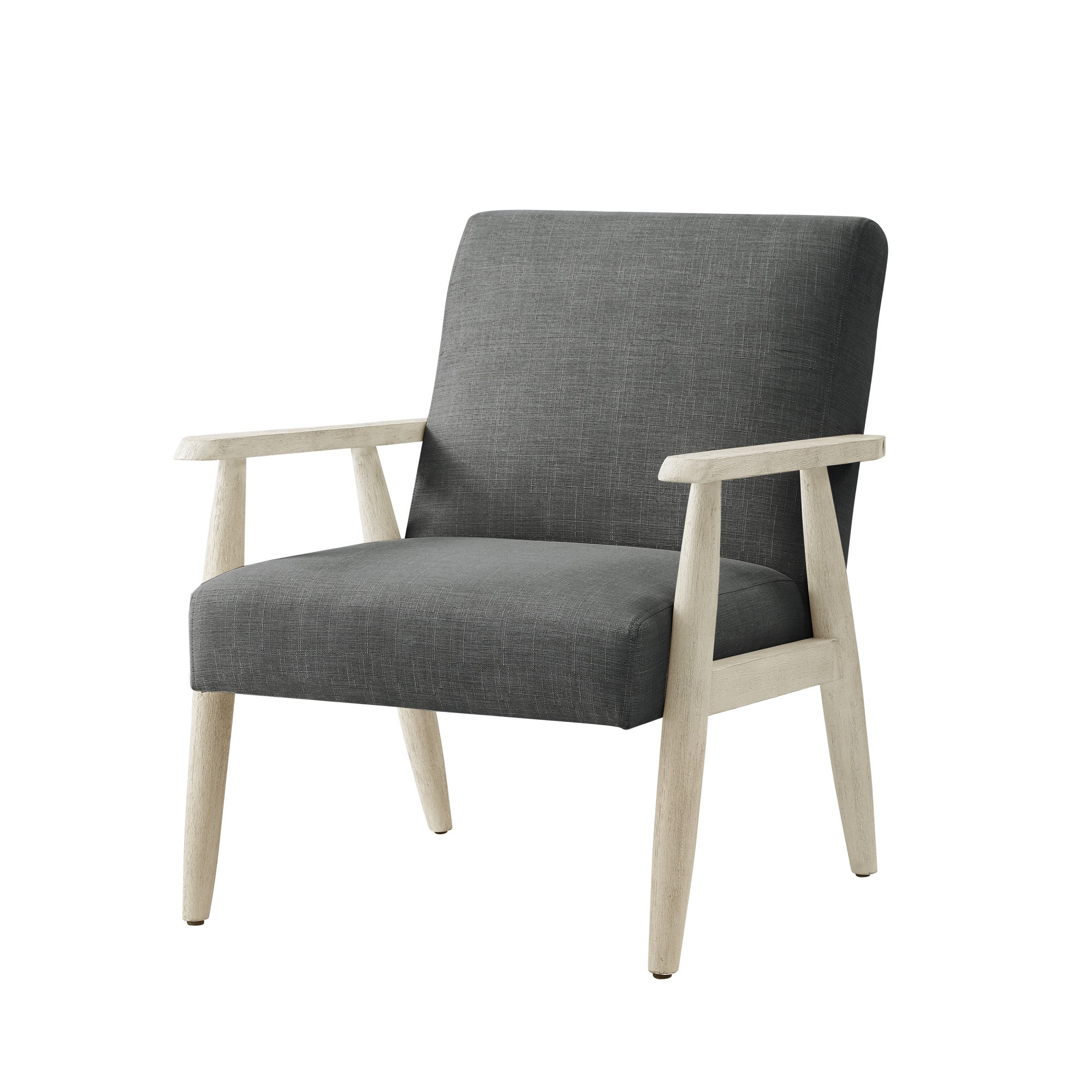 30" Charcoal And Off White Linen Arm Chair