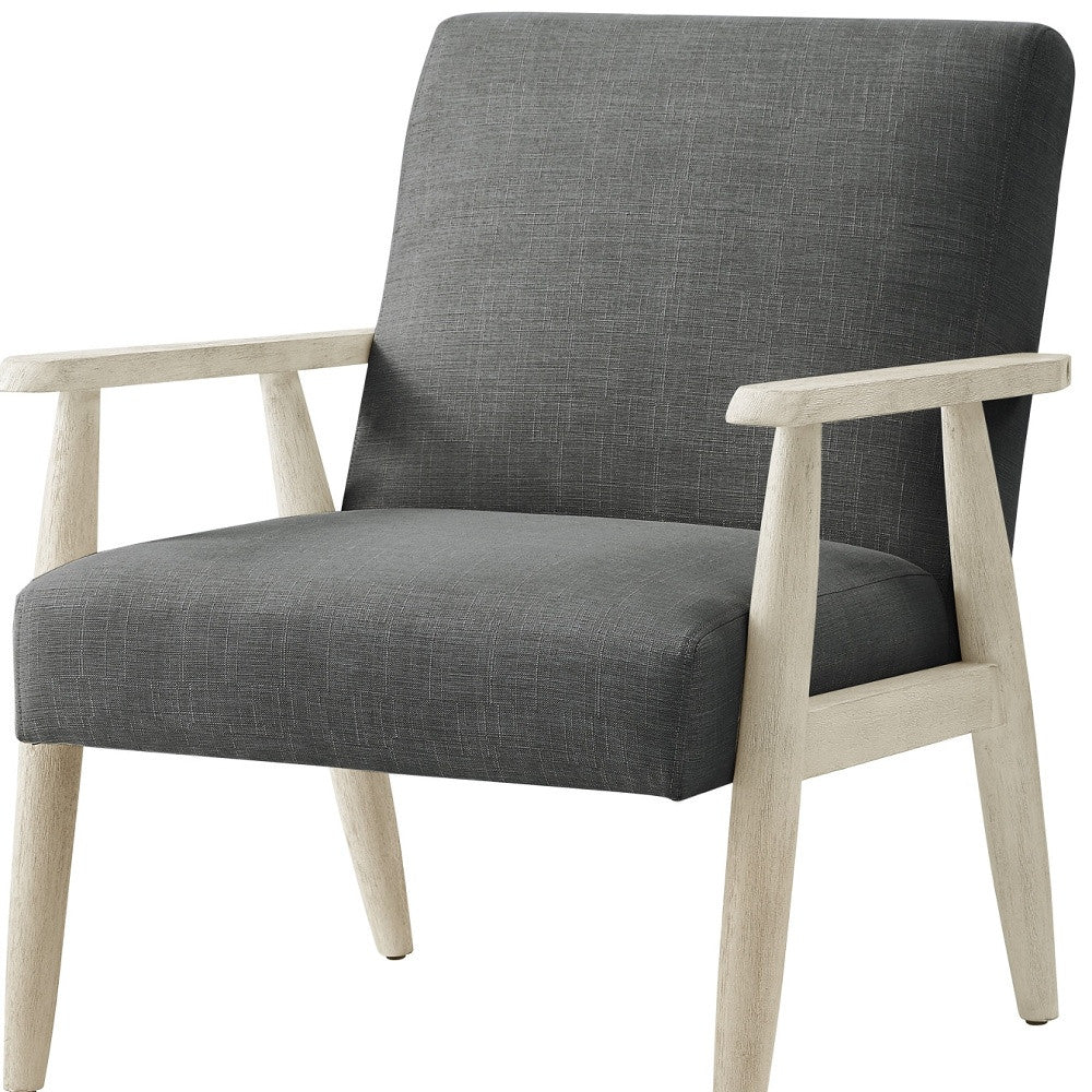 30" Charcoal And Off White Linen Arm Chair