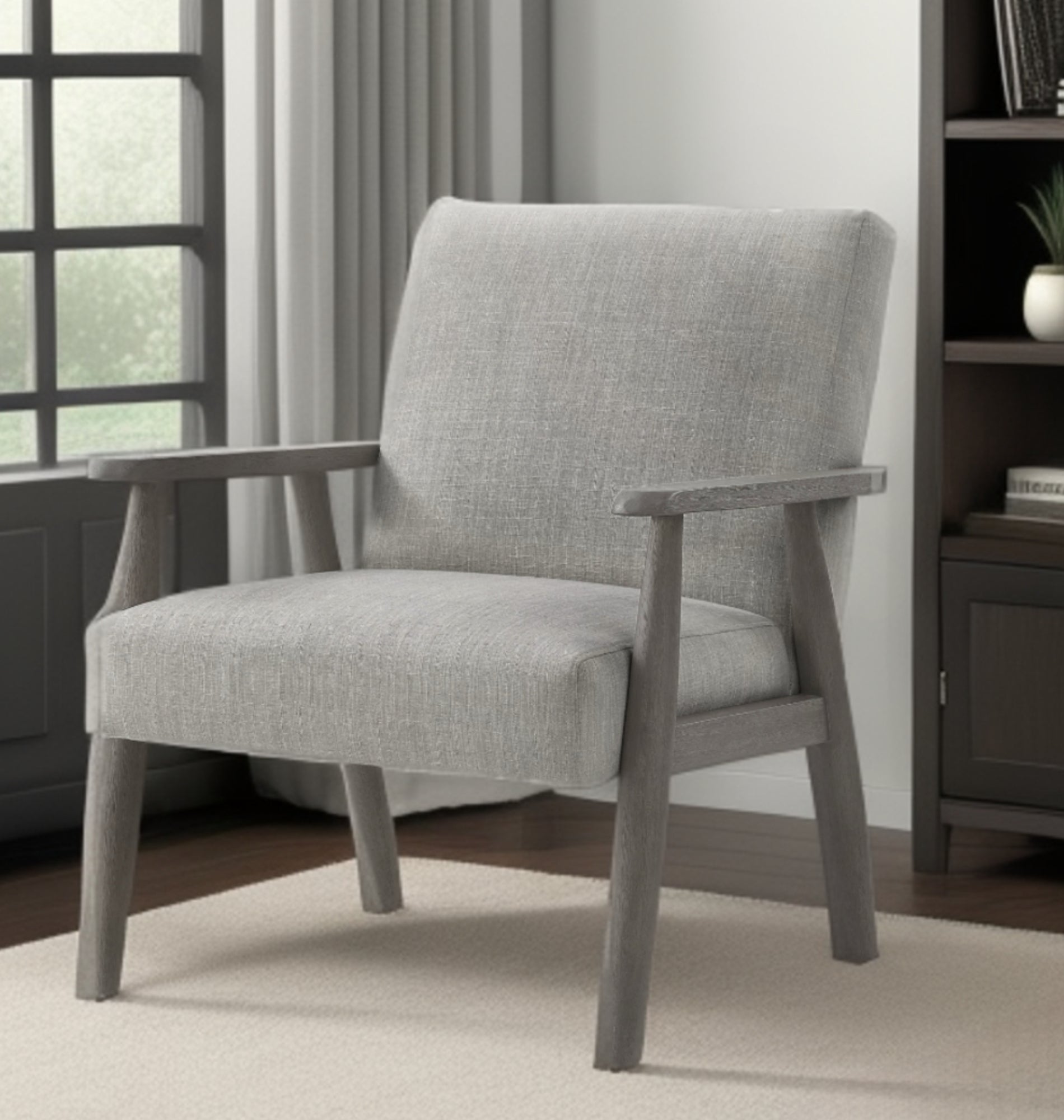 30" Gray Linen Arm Chair