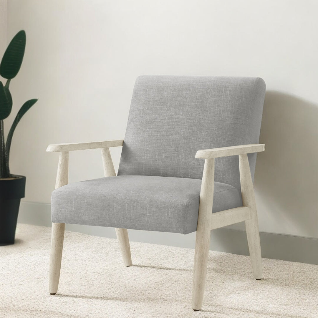 30" Gray Linen Arm Chair