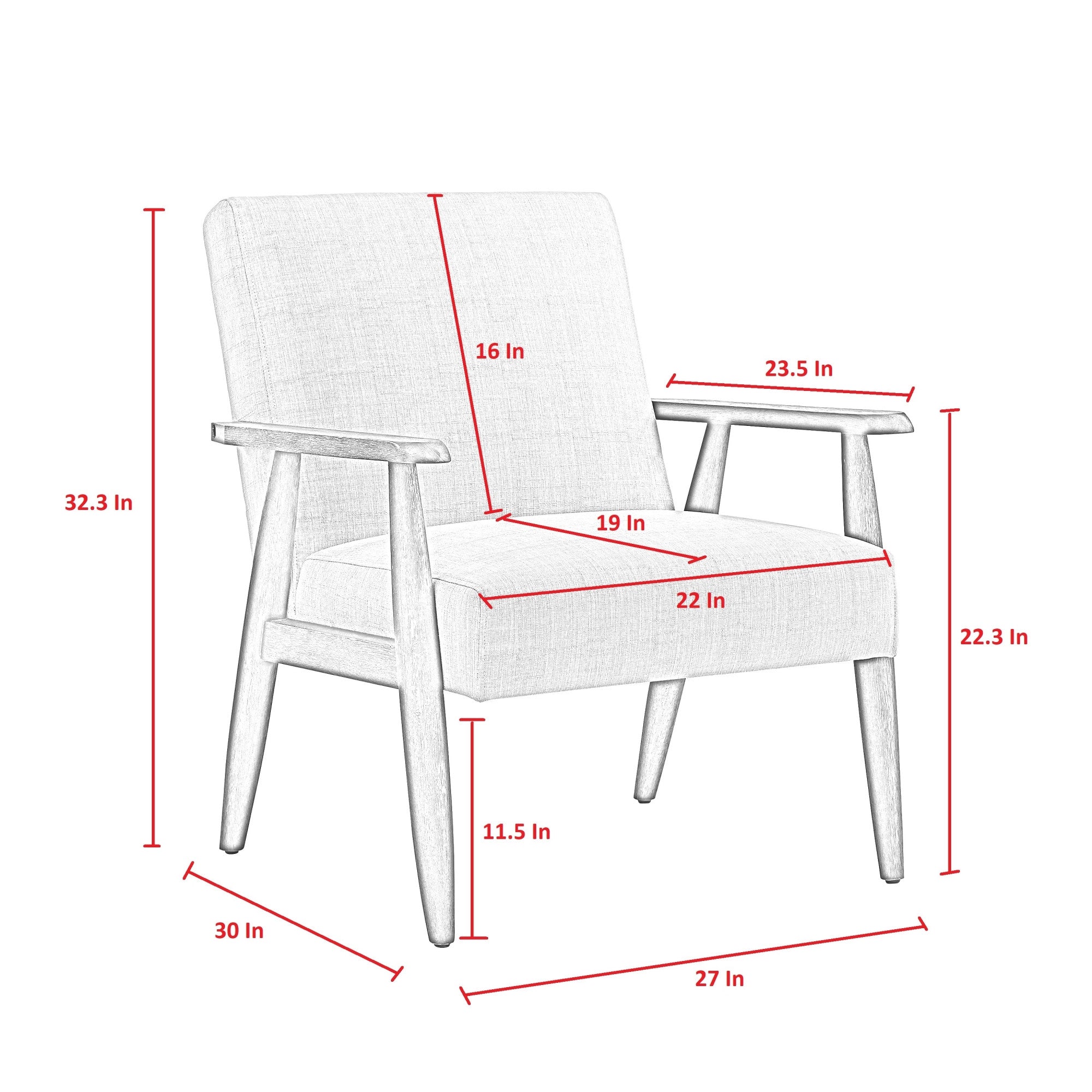 30" Charcoal And Off White Linen Arm Chair