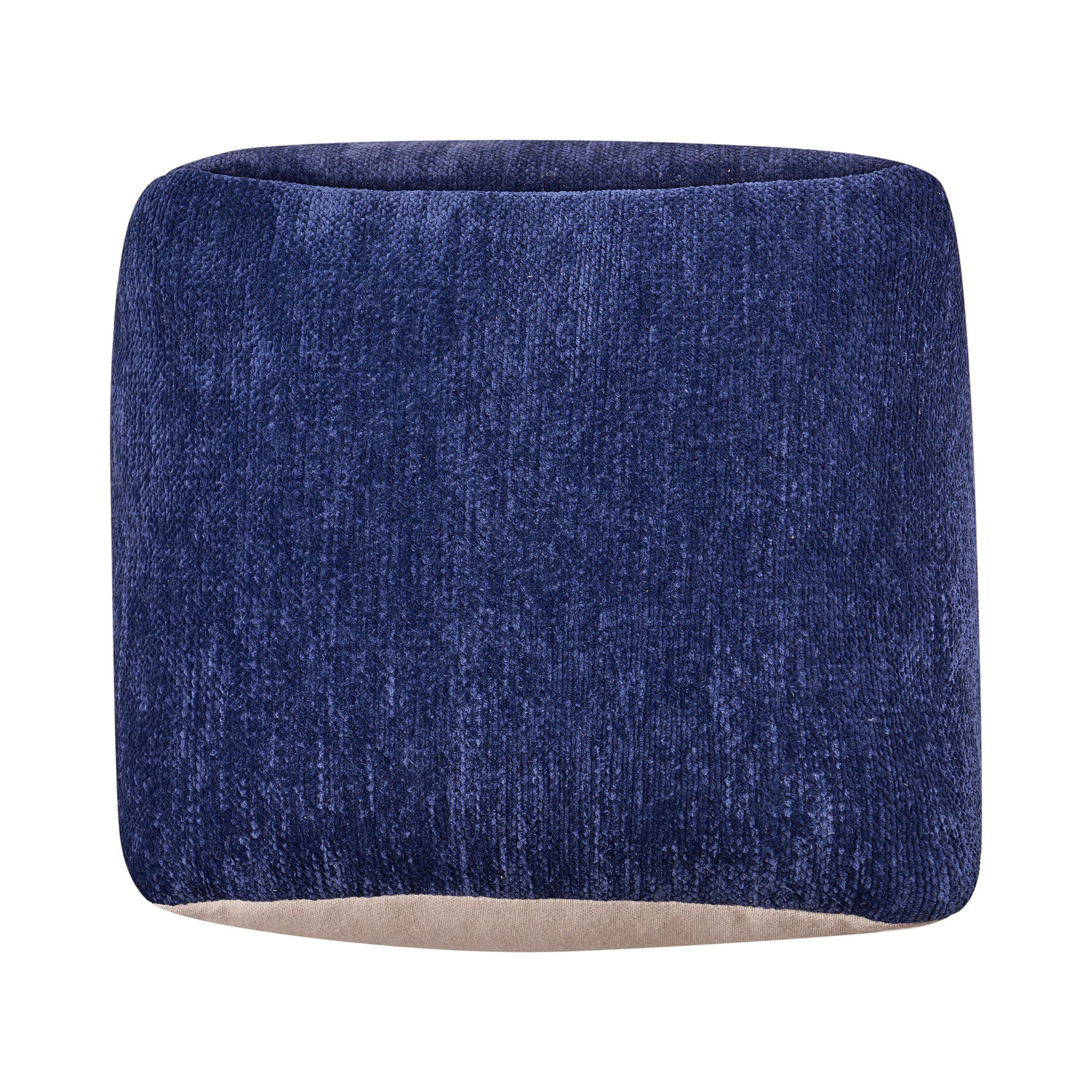 18" Blue Chenille Cube Pouf Ottoman