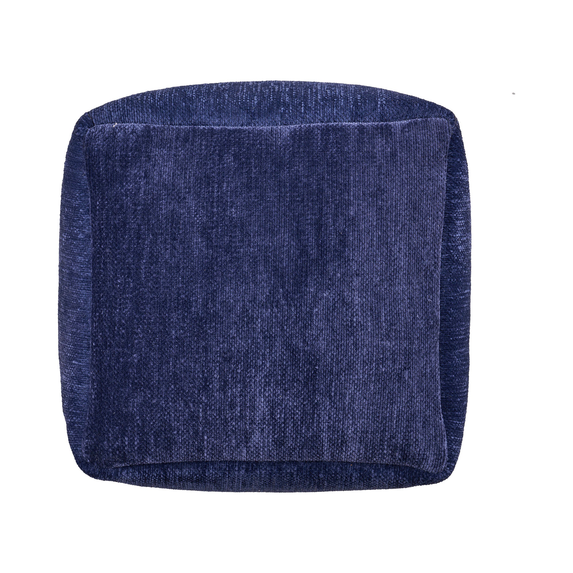 18" Blue Chenille Cube Pouf Ottoman