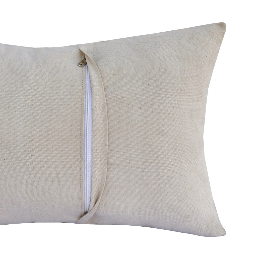 16" X 24" Ivory Faux Leather Zippered Pillow