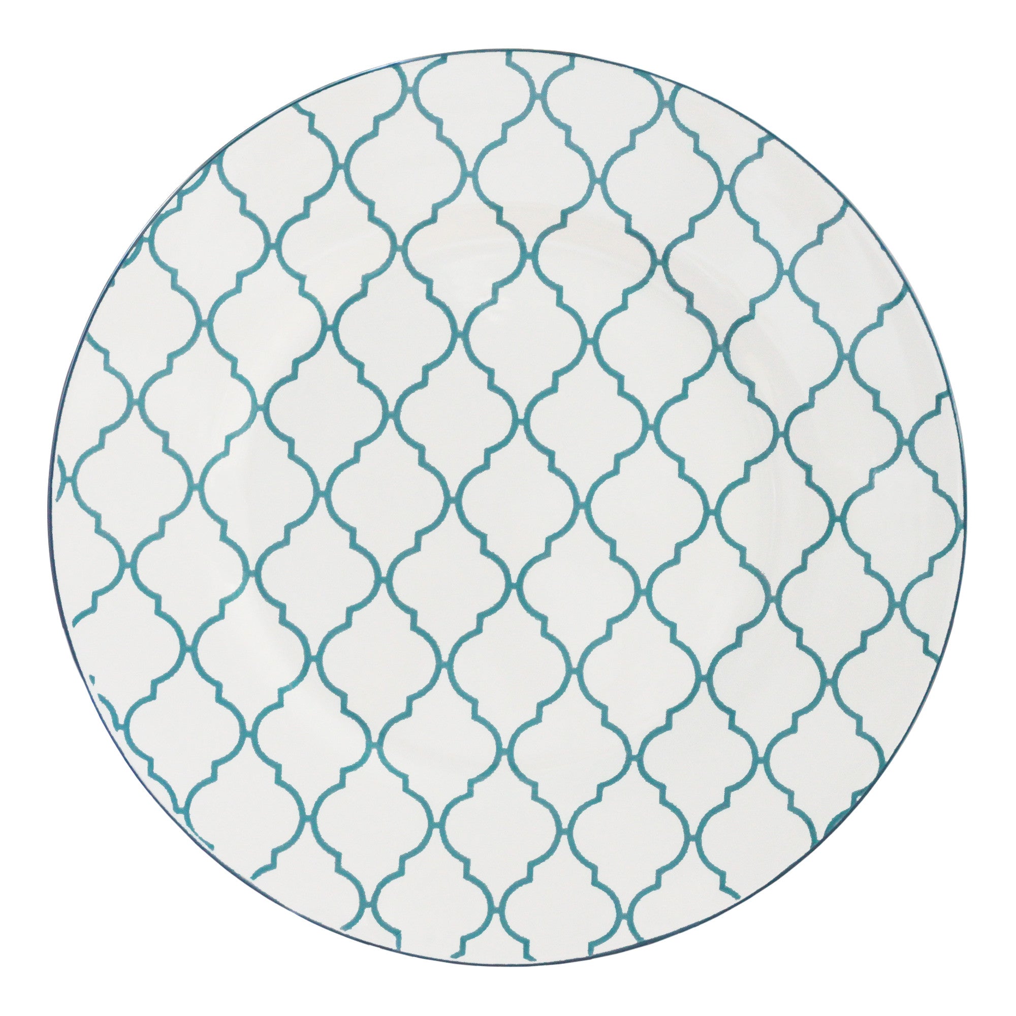 Turquoise Sixteen Piece Round Trellis Ceramic Service For Four Dinnerware Set