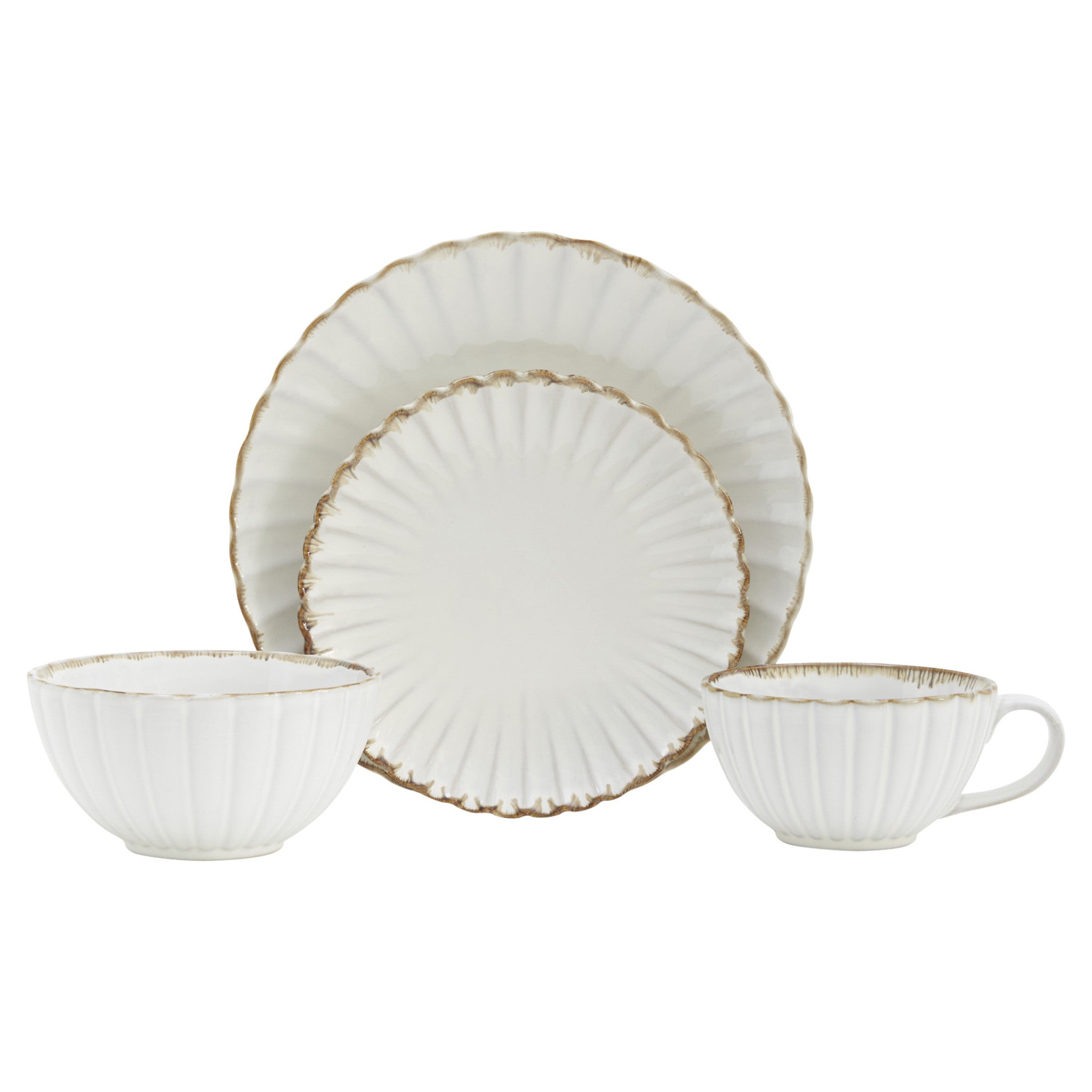 Ivory Sixteen Piece Round Ceramic Service For Four Dinnerware Set