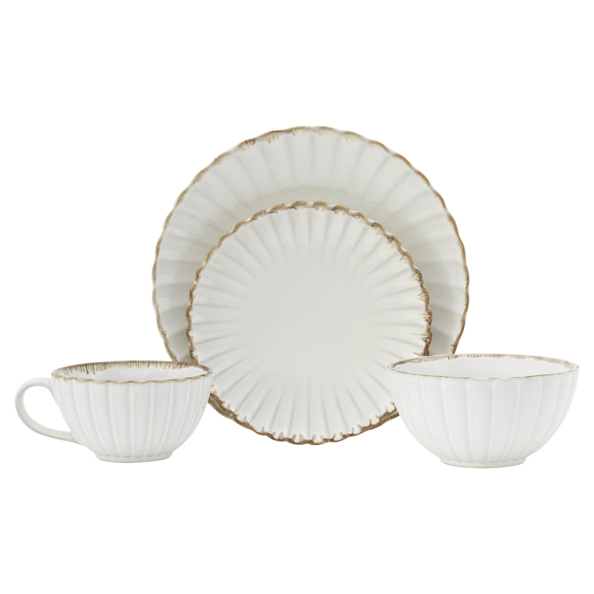 Ivory Sixteen Piece Round Ceramic Service For Four Dinnerware Set