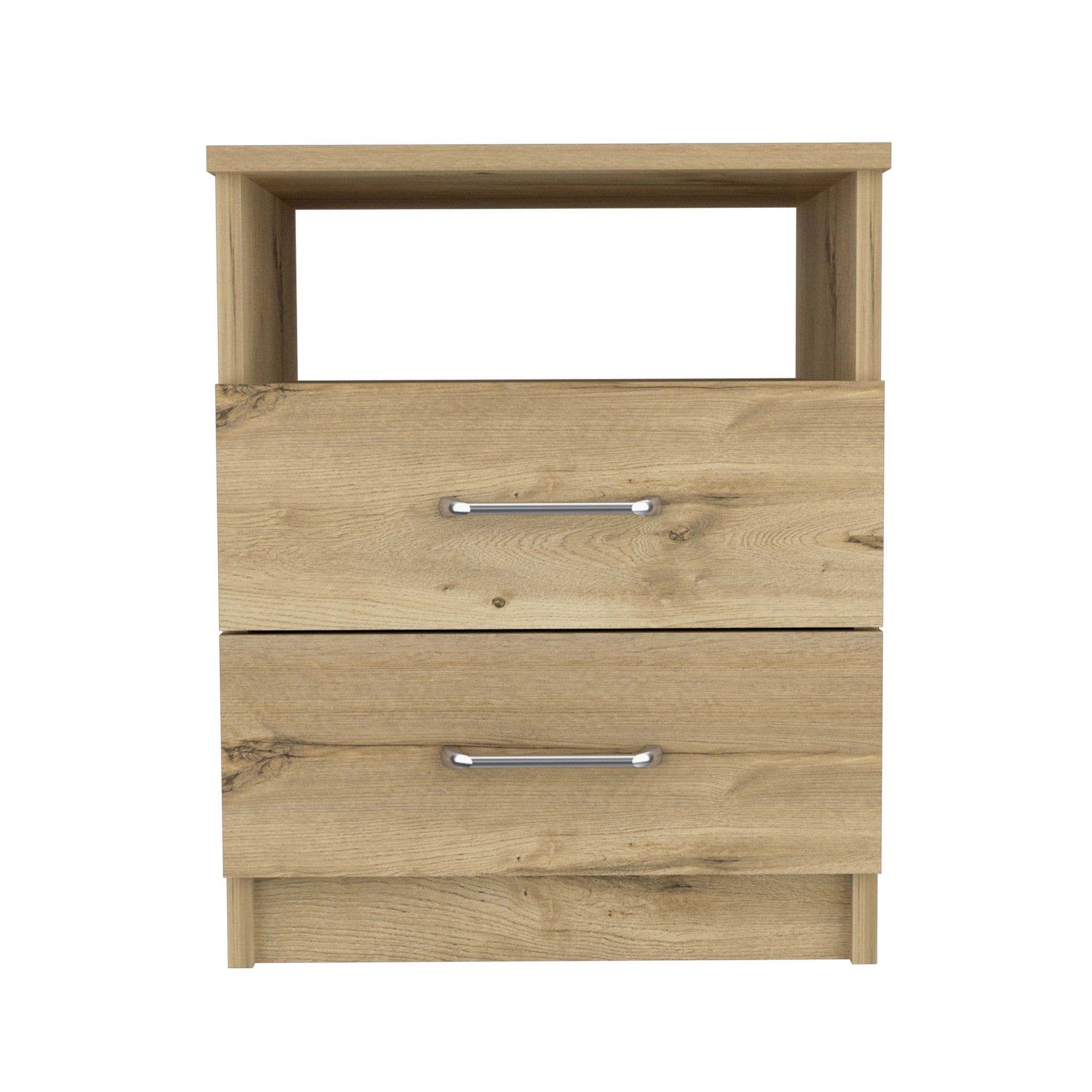 20" Oak Two Drawers Faux Wood Nightstand