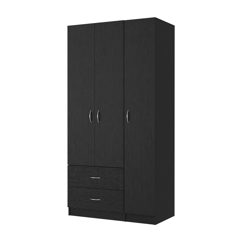 35" Black Two Drawer Combo Dresser