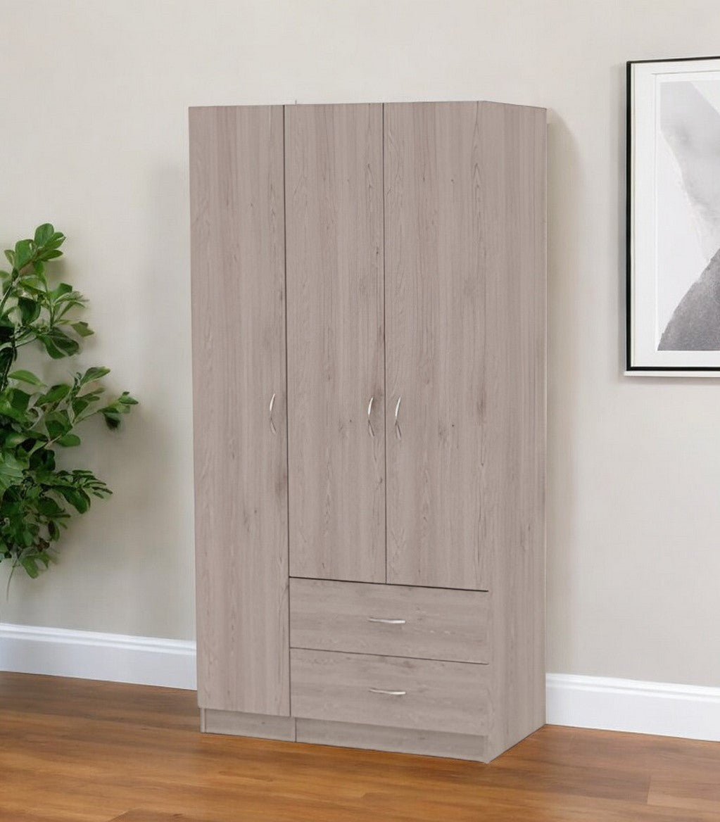 35" Light Gray Two Drawer Combo Dresser