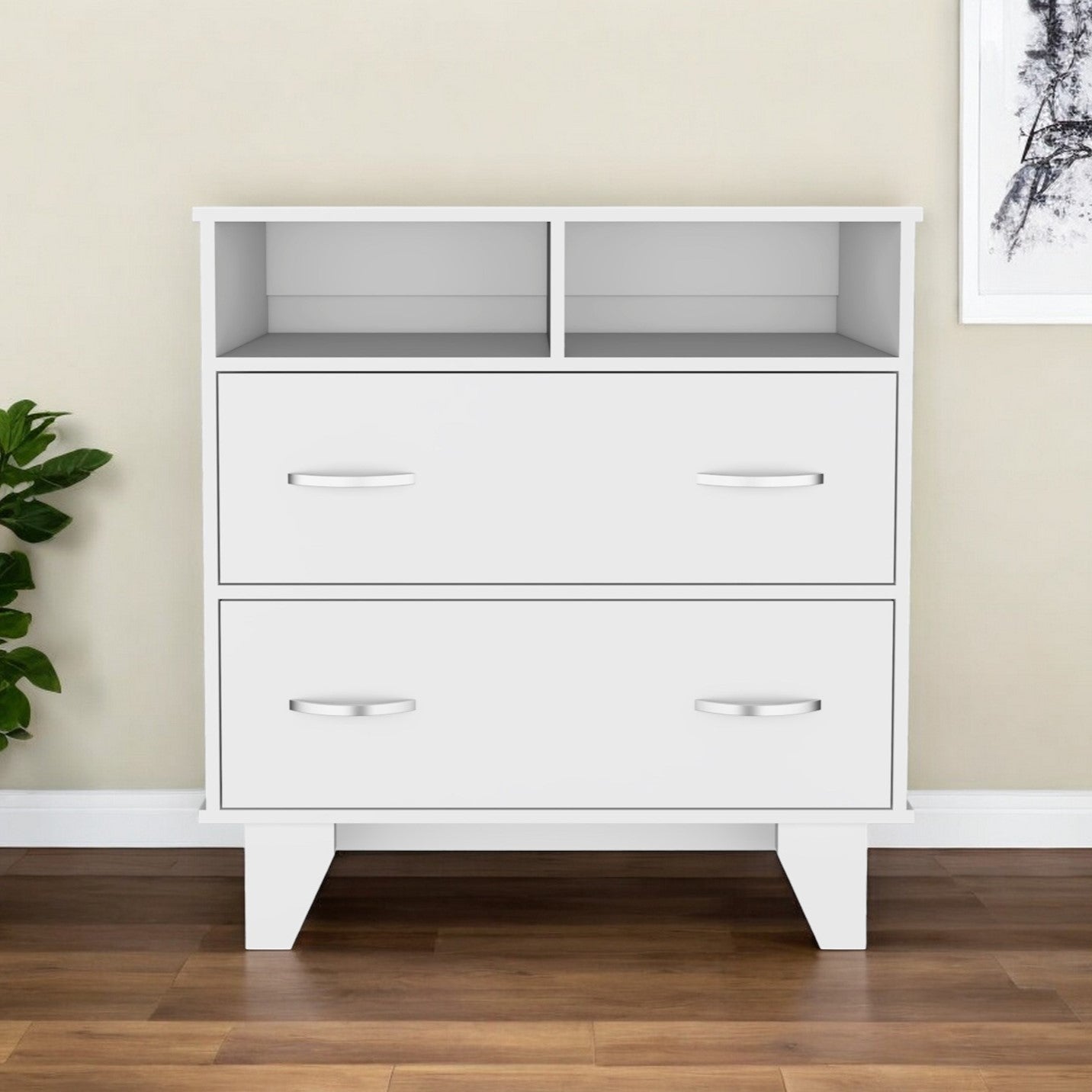 32" White Two Drawer Dresser