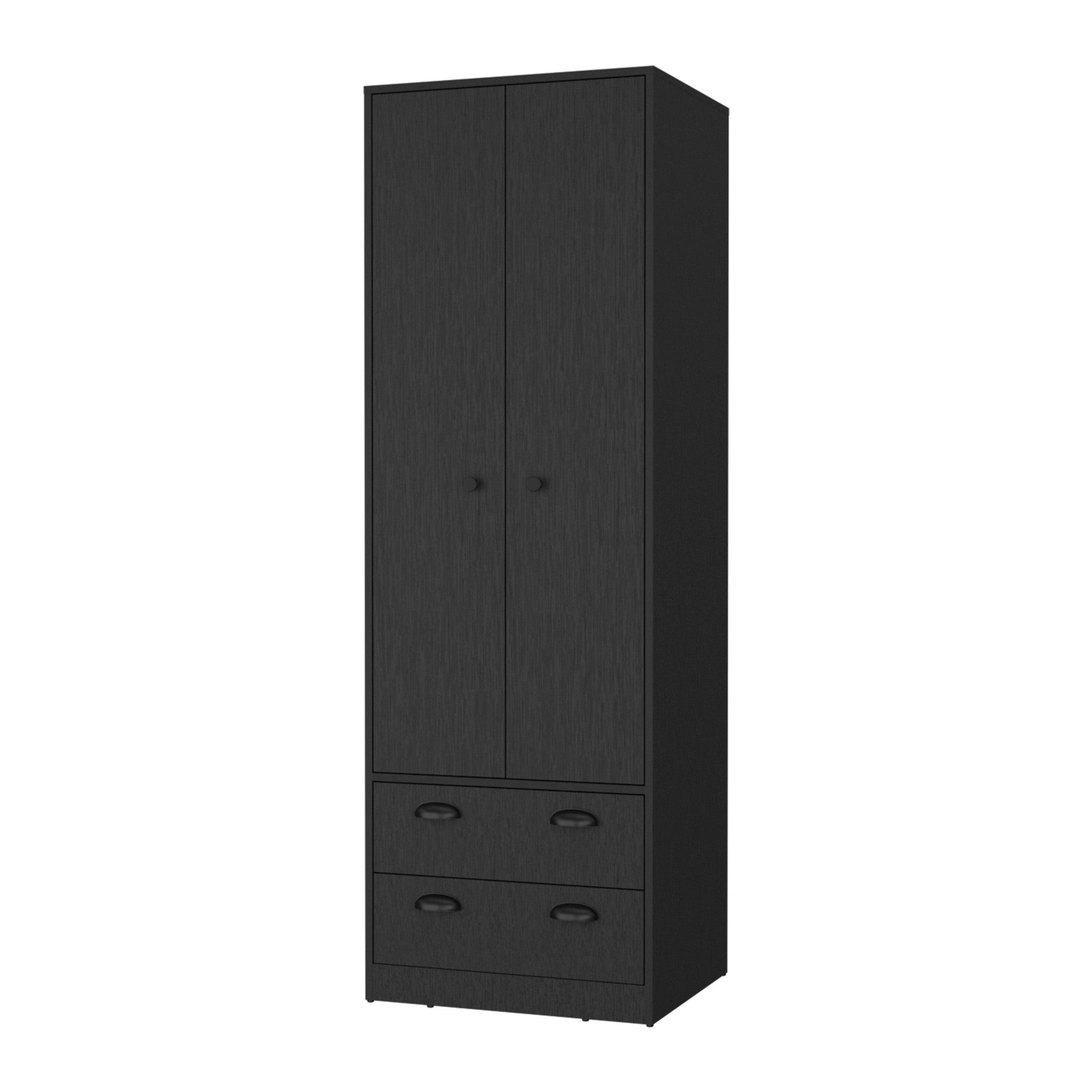 23" Black Two Drawer Combo Dresser