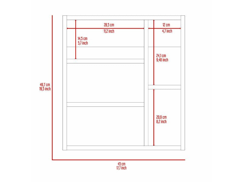 18" White Wall mounted Accent Cabinet With Five Shelves