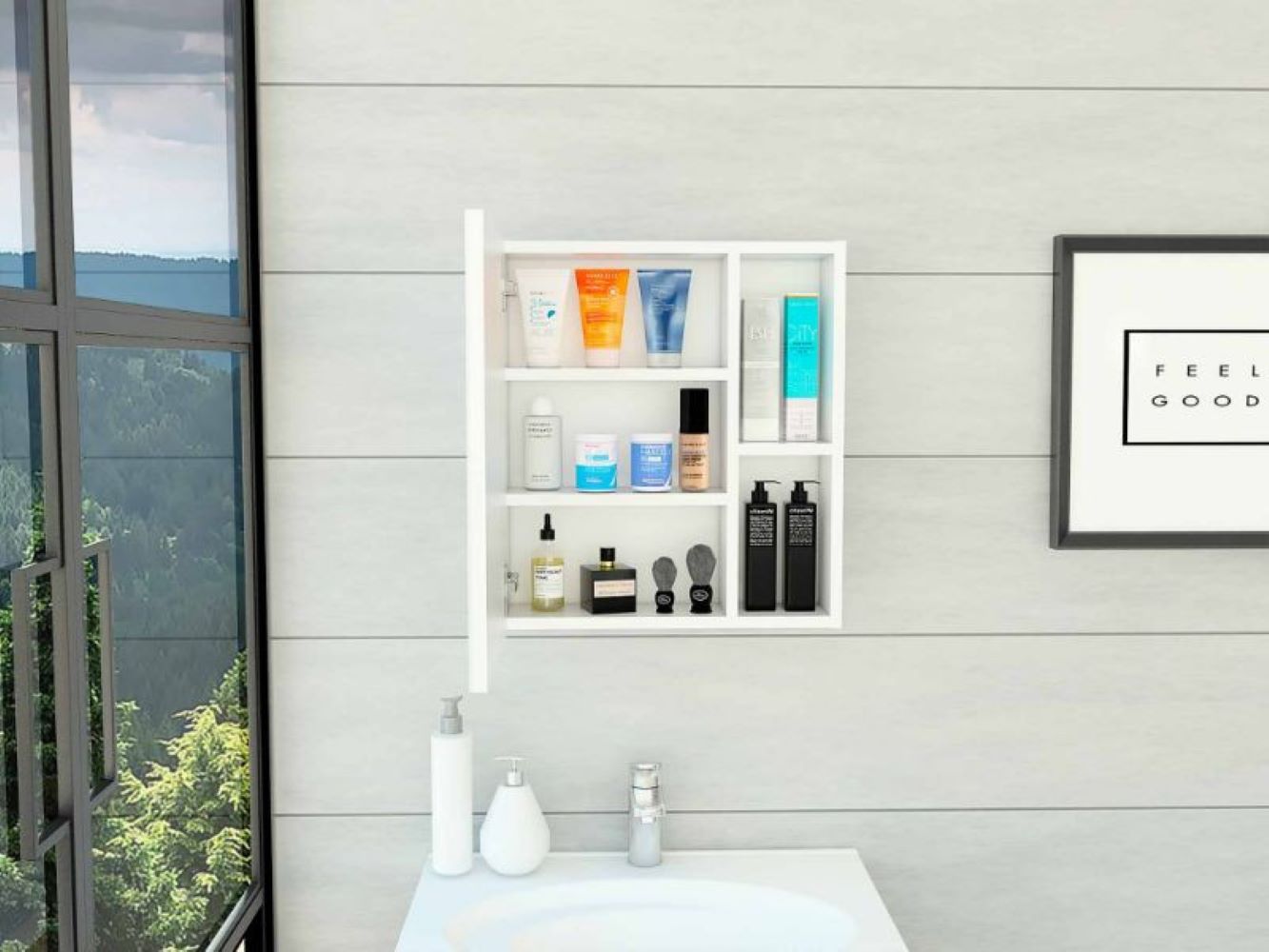 18" White Wall mounted Accent Cabinet With Five Shelves