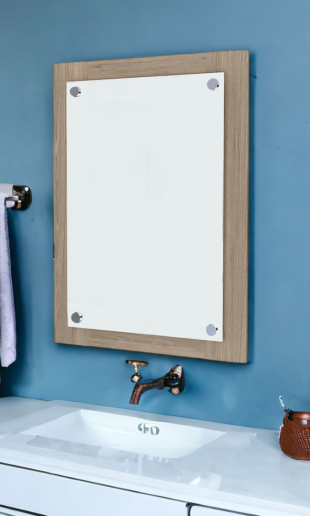 28" Brown Framed Accent Mirror