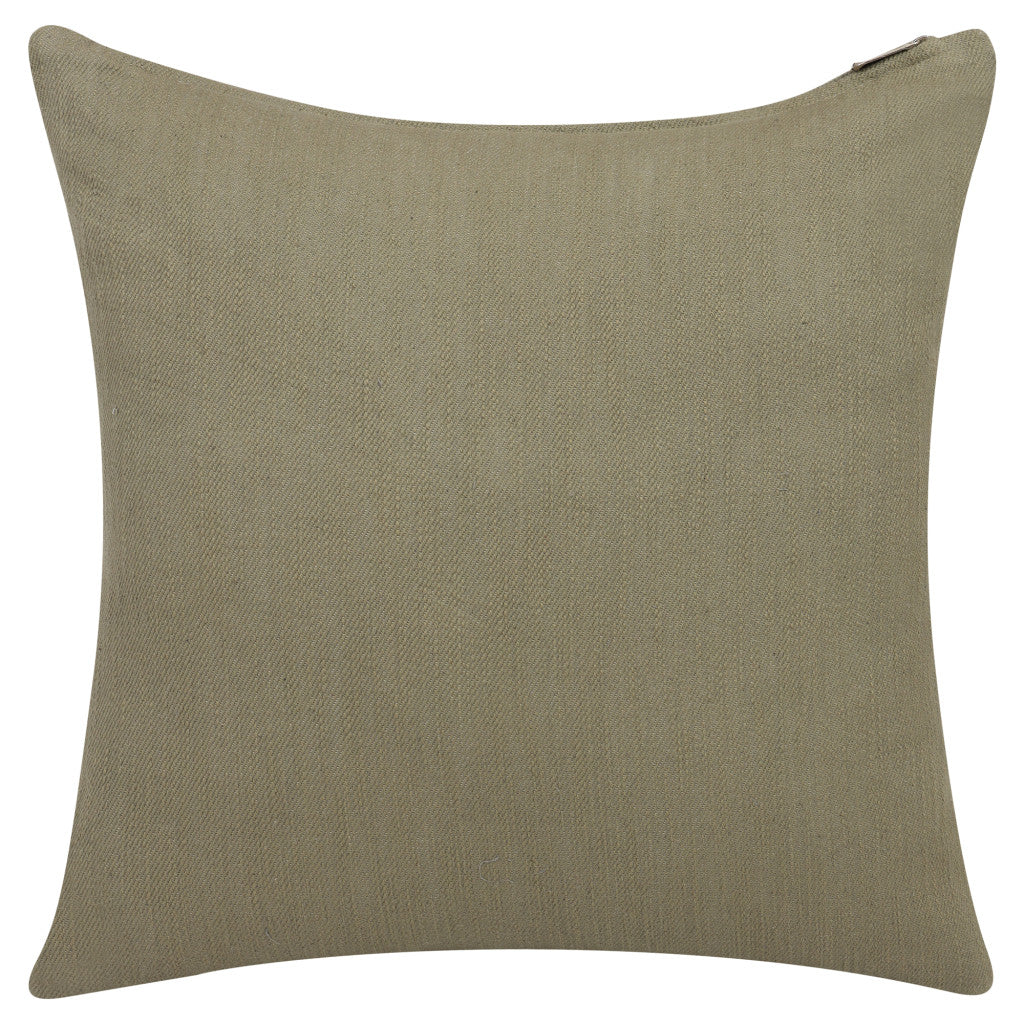 20" Forest Green Cotton Throw Pillow With Buttons