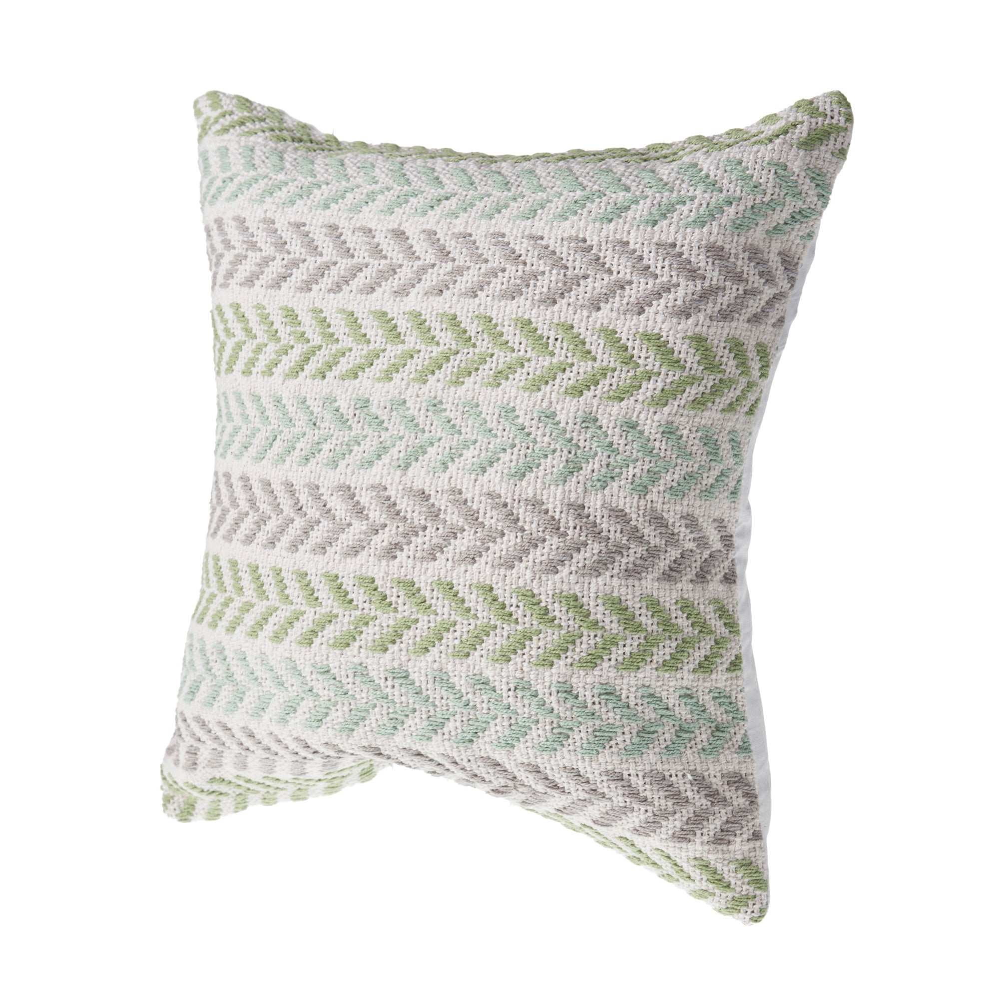 Set of Four 18" X 18" Green Beach Chevron Cotton Zippered Pillow