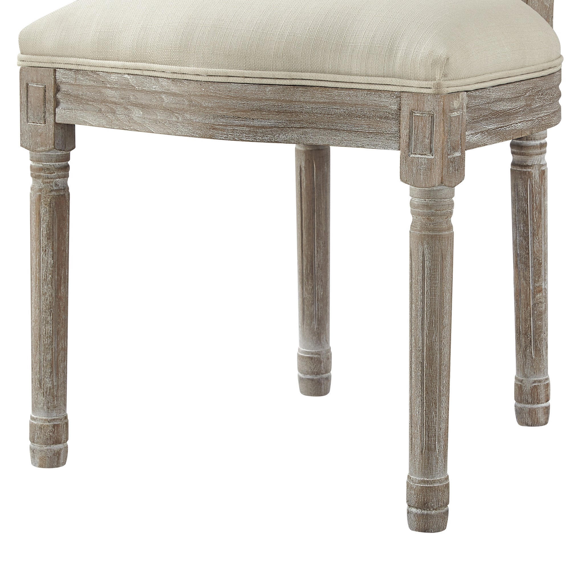 Tufted Beige and Brown Upholstered Linen Dining Side Chair