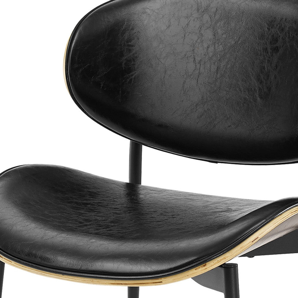 Set of Two Black Upholstered Faux Leather Curved Back Dining Side Chairs