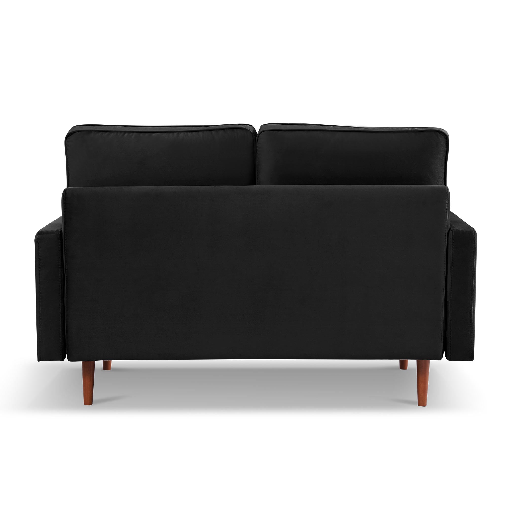 57" Black And Dark Brown Velvet Loveseat and Toss Pillows