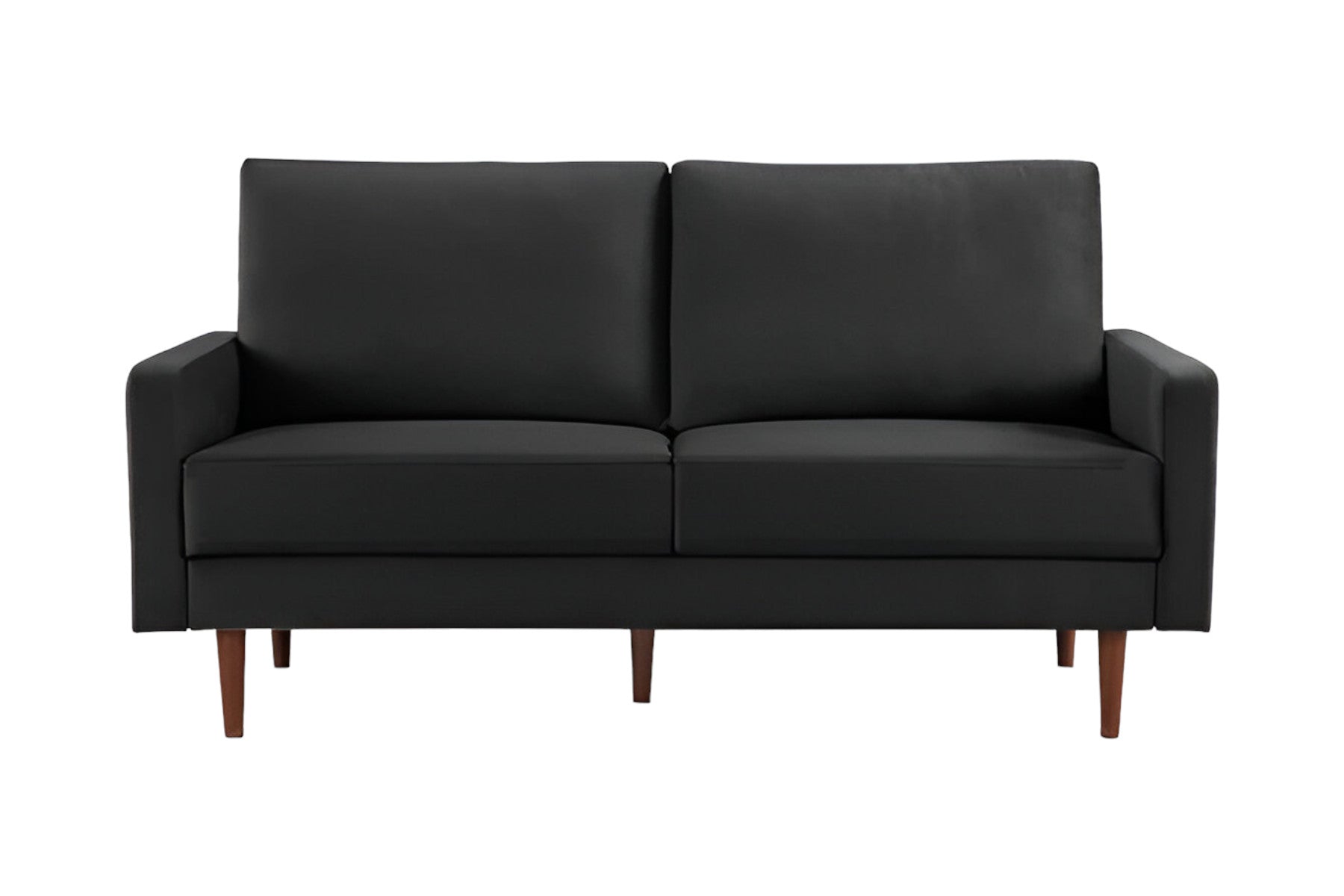 69" Black Velvet and Dark Brown Sofa