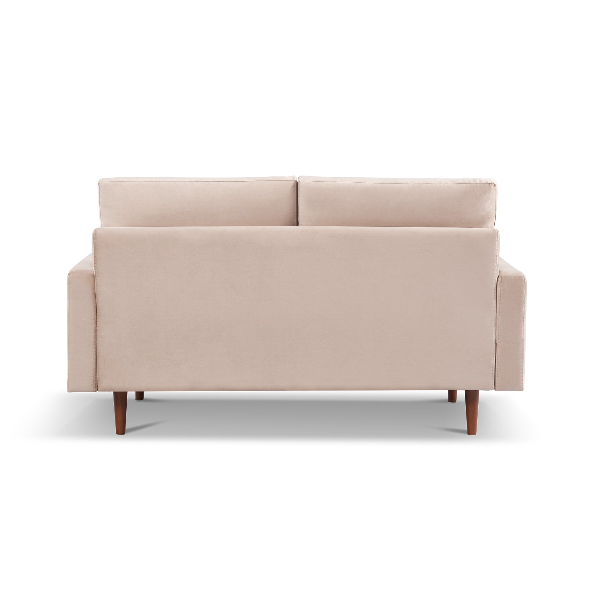 69" Beige Velvet and Dark Brown Sofa