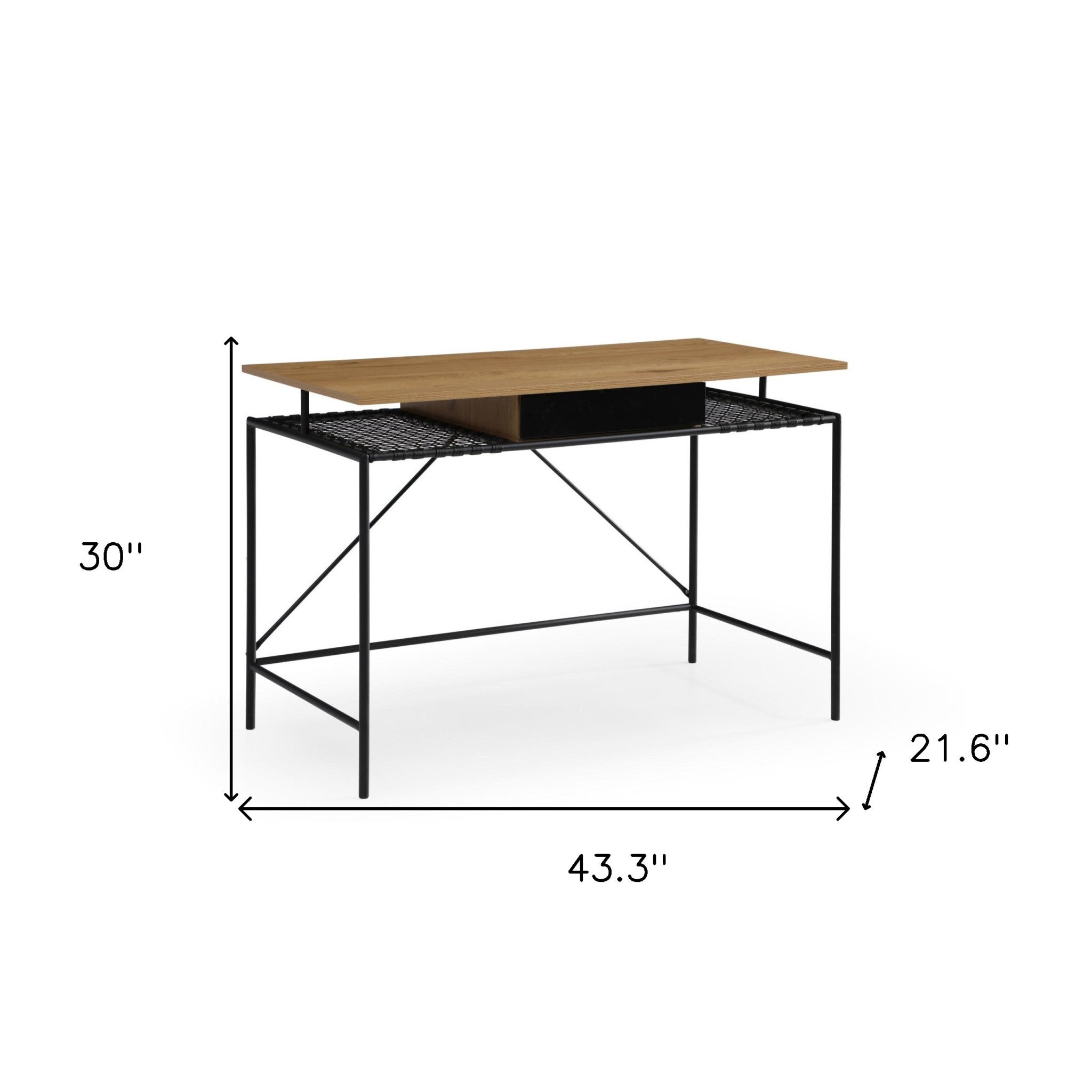 43" Natural and Black Writing Desk