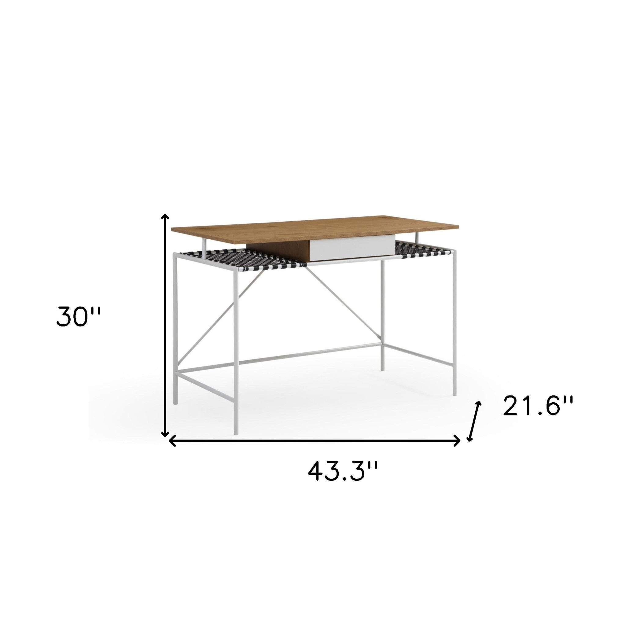 43" Natural and Black Writing Desk