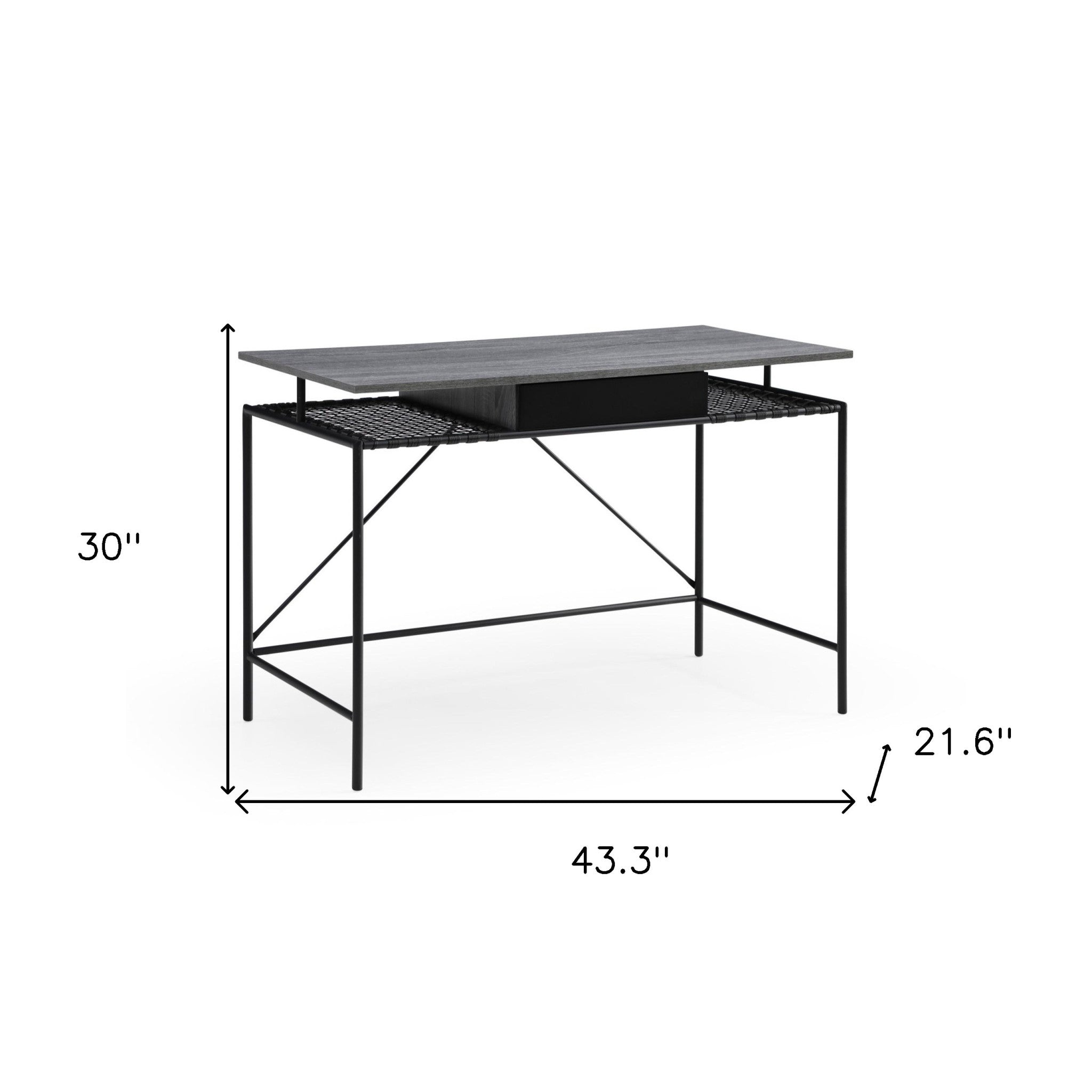 43" Natural and Black Writing Desk