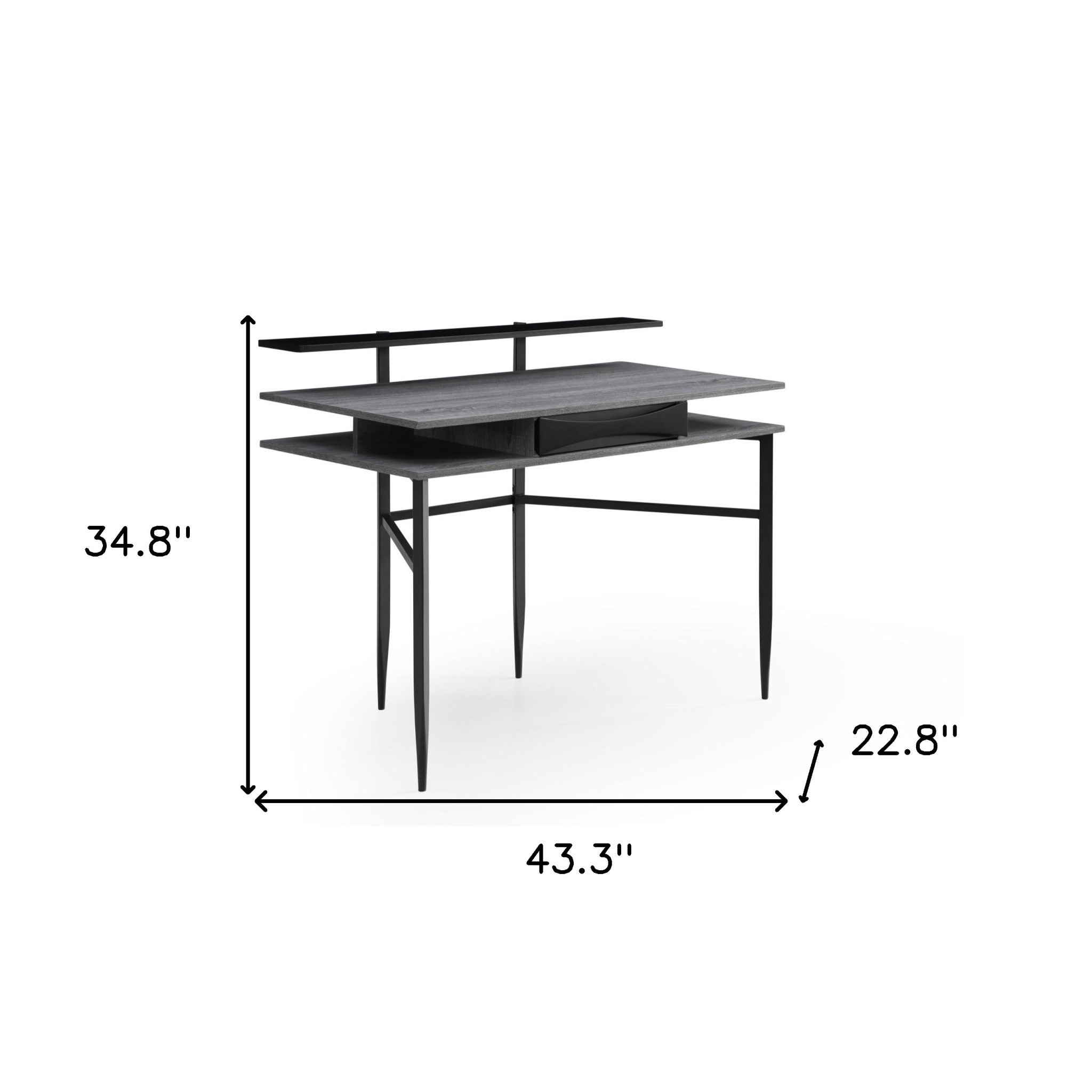 43" Gray and Black Writing Desk