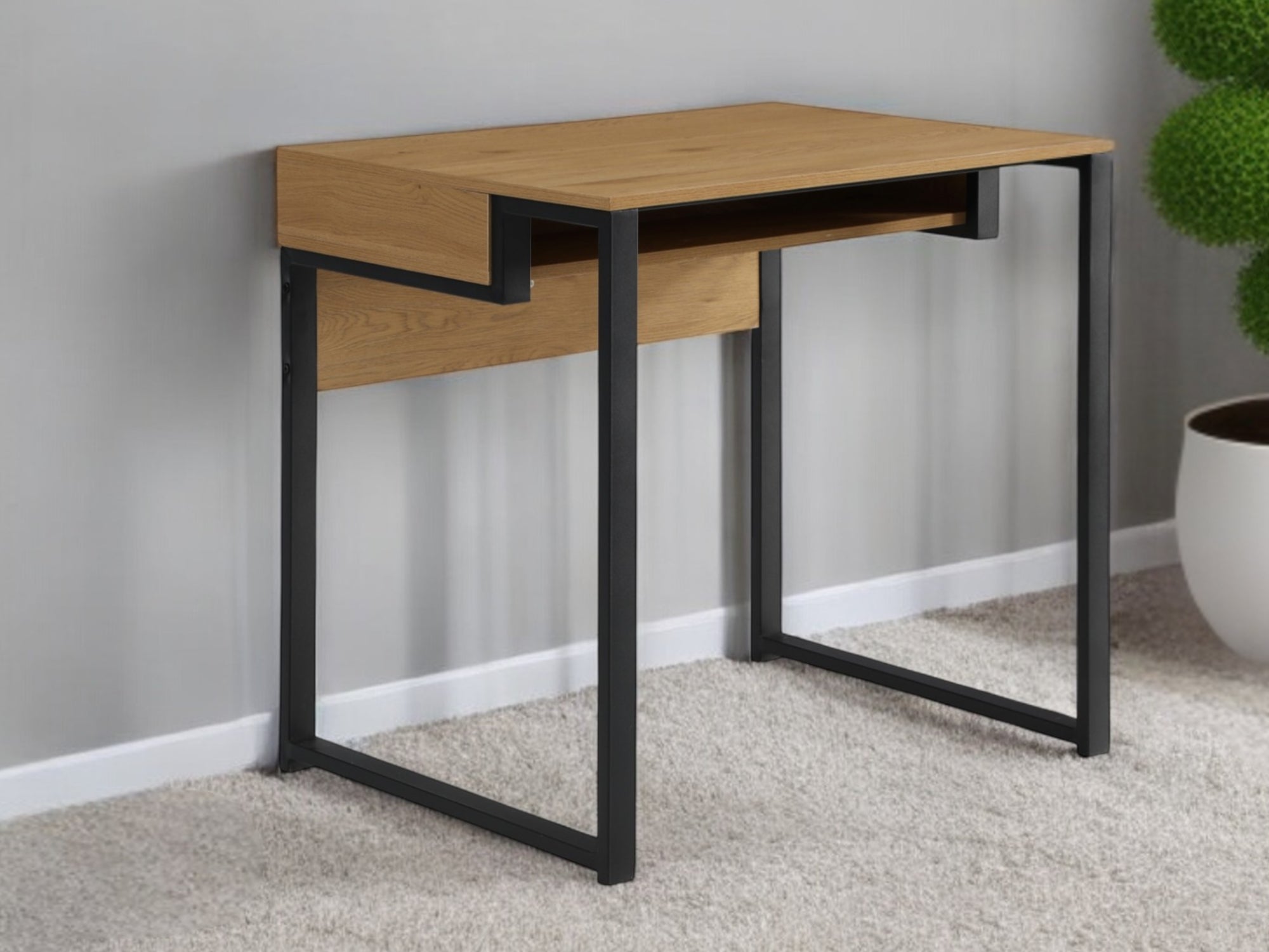 32" Natural and Black Writing Desk