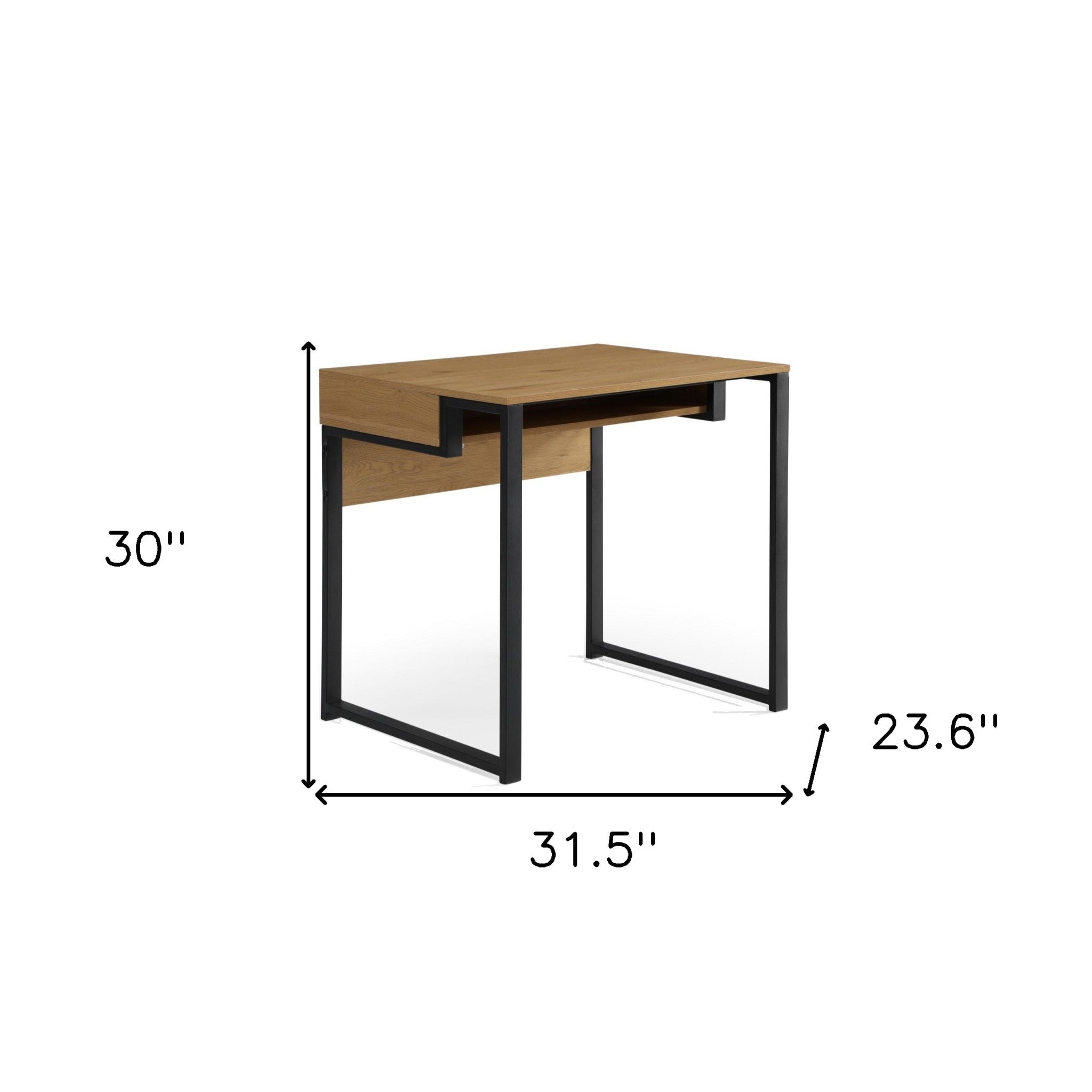 32" Natural and Black Writing Desk