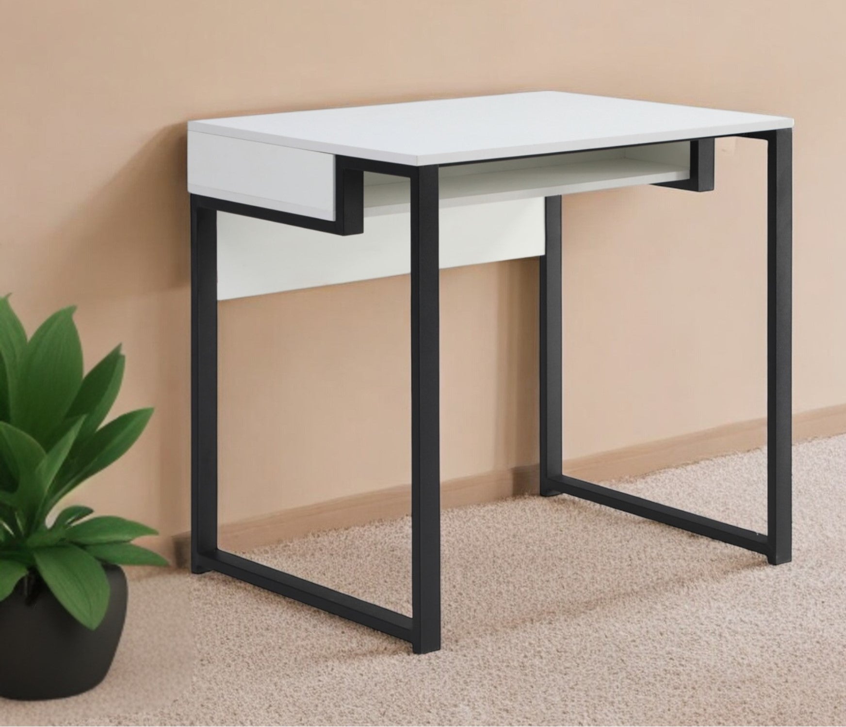 32" Natural and Black Writing Desk