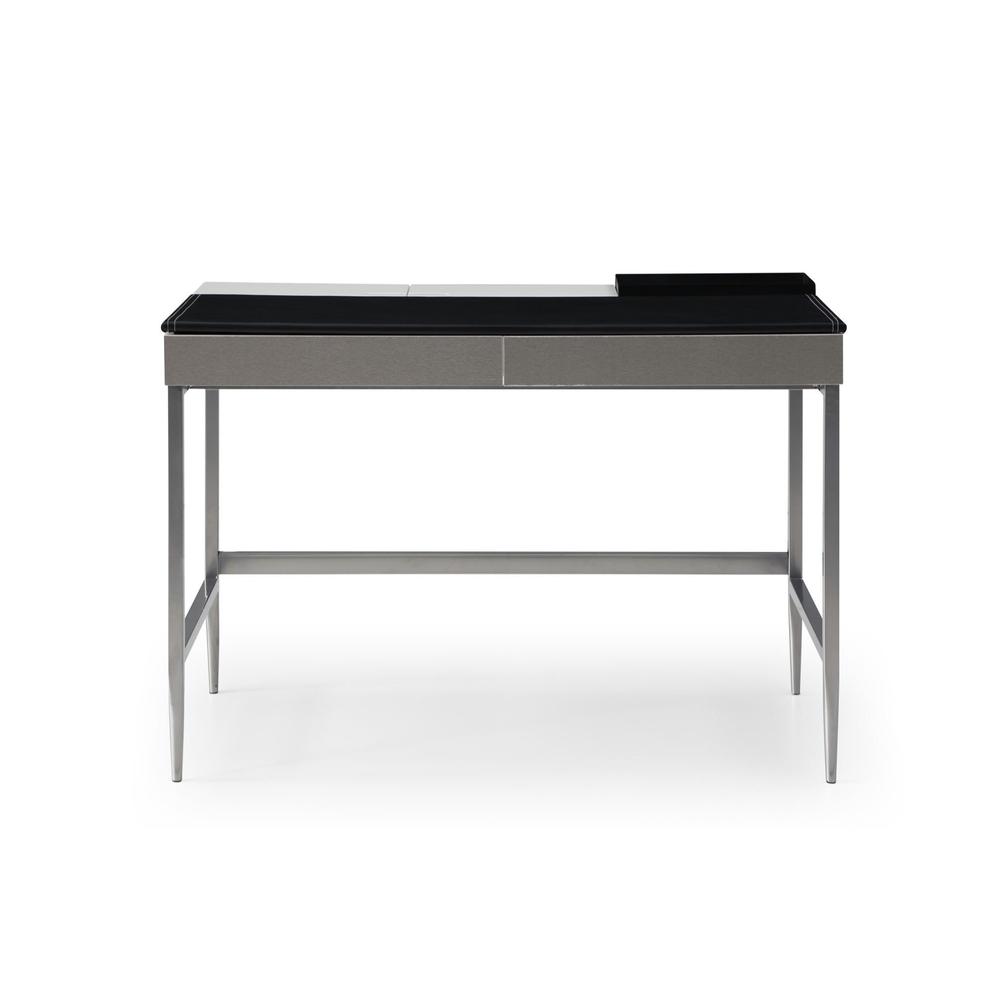 43" Black and White L Shape Writing Desk With Two Drawers