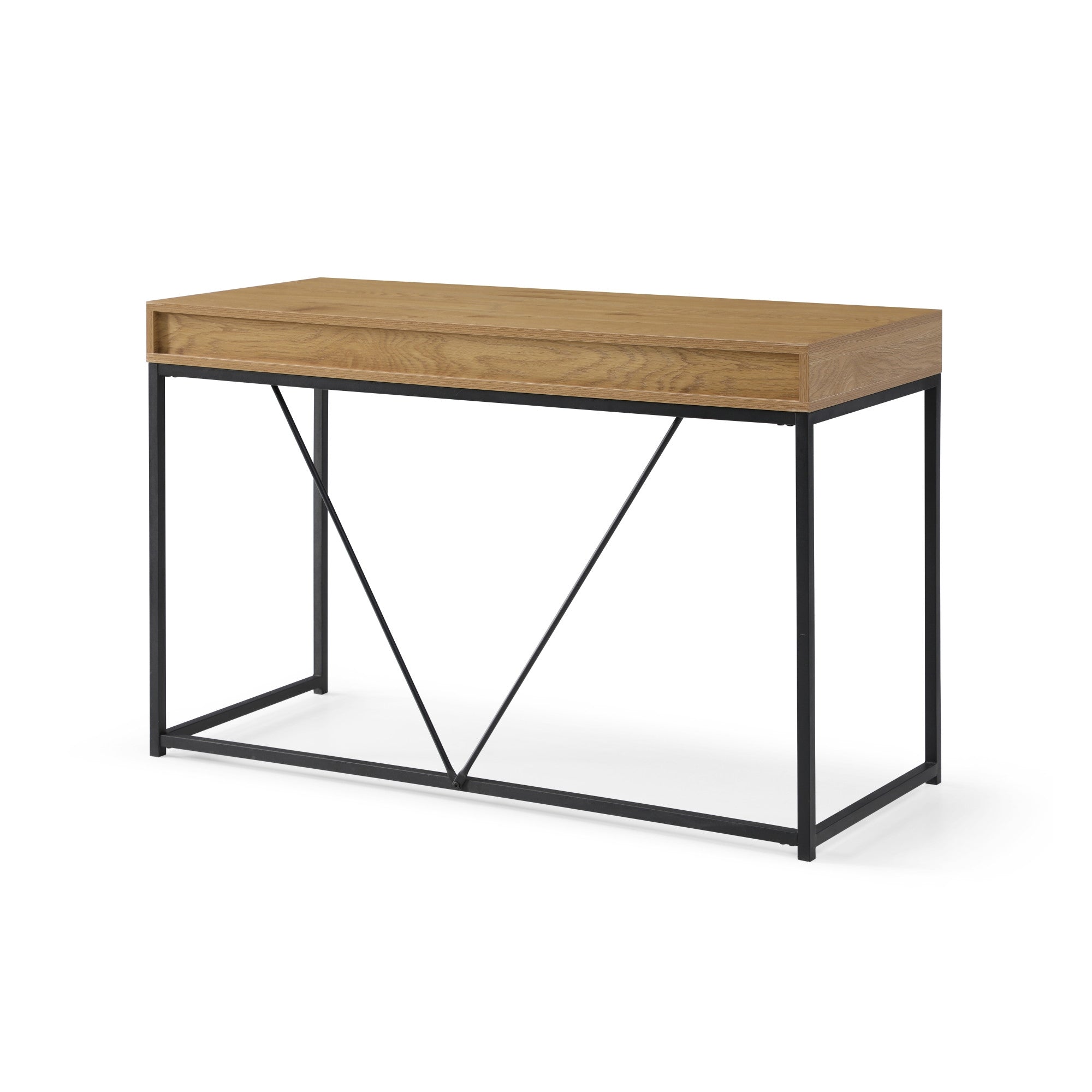 47" Natural and Black Writing Desk With Two Drawers