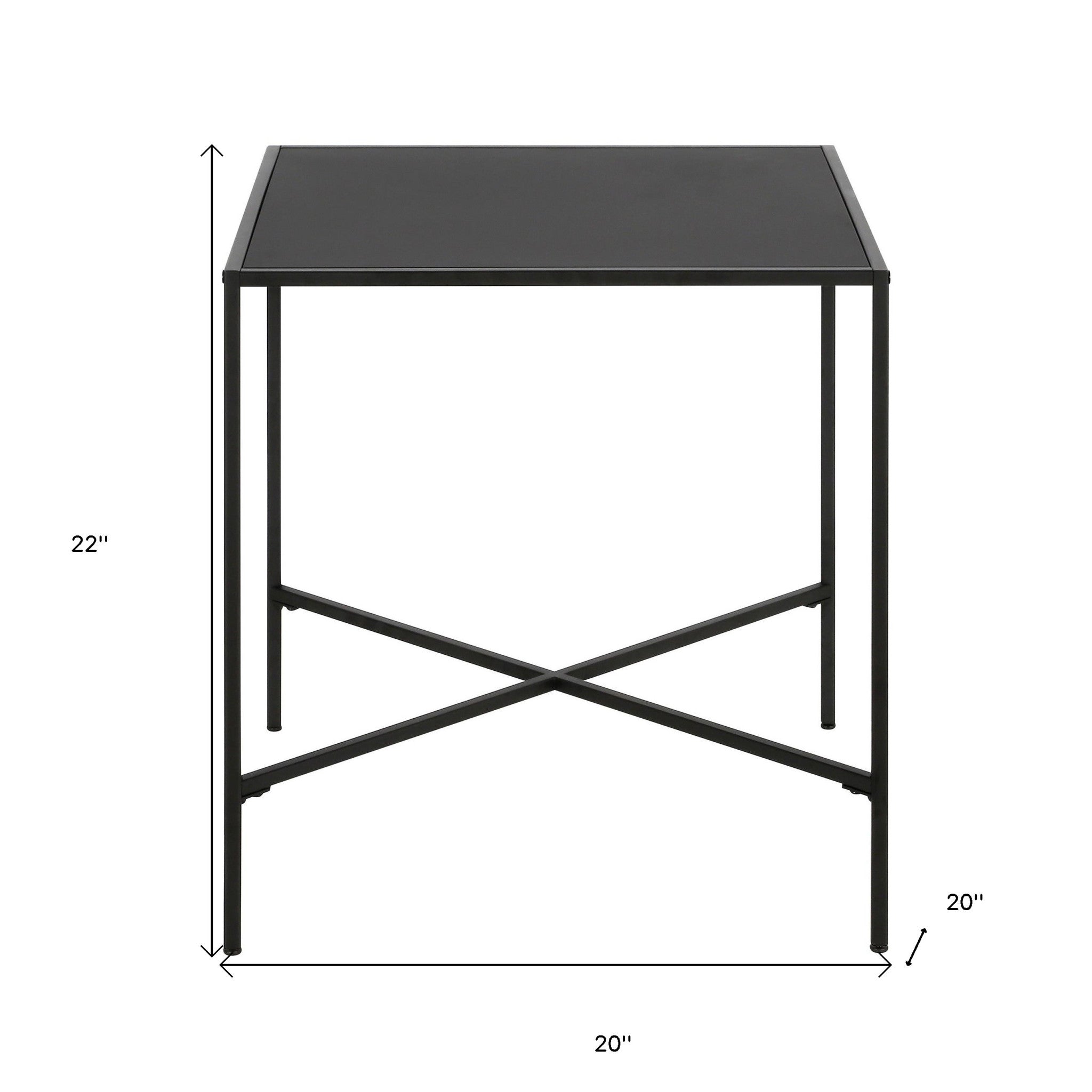 22" Black Steel Square End Table