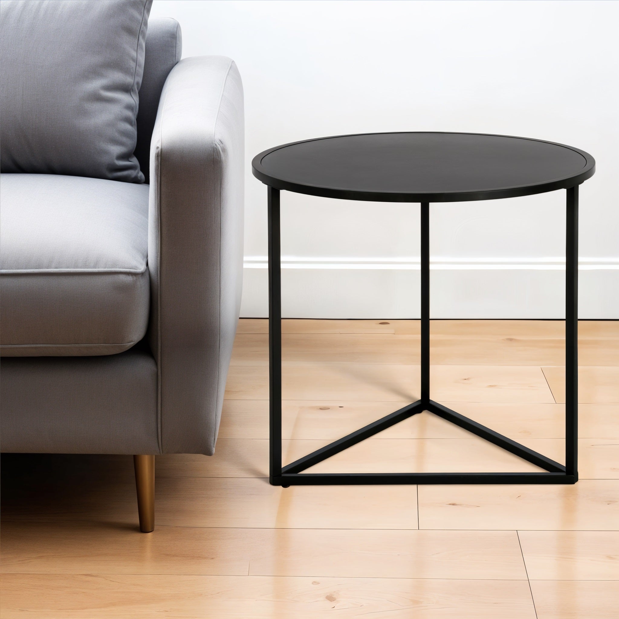 22" Black Steel Round End Table