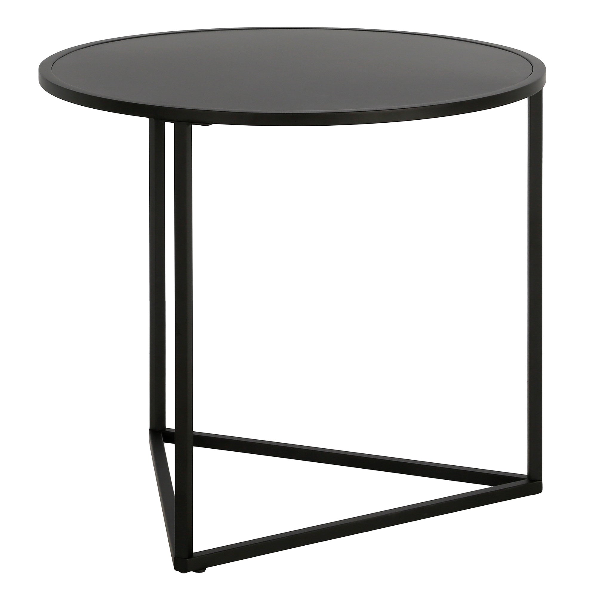 22" Black Steel Round End Table