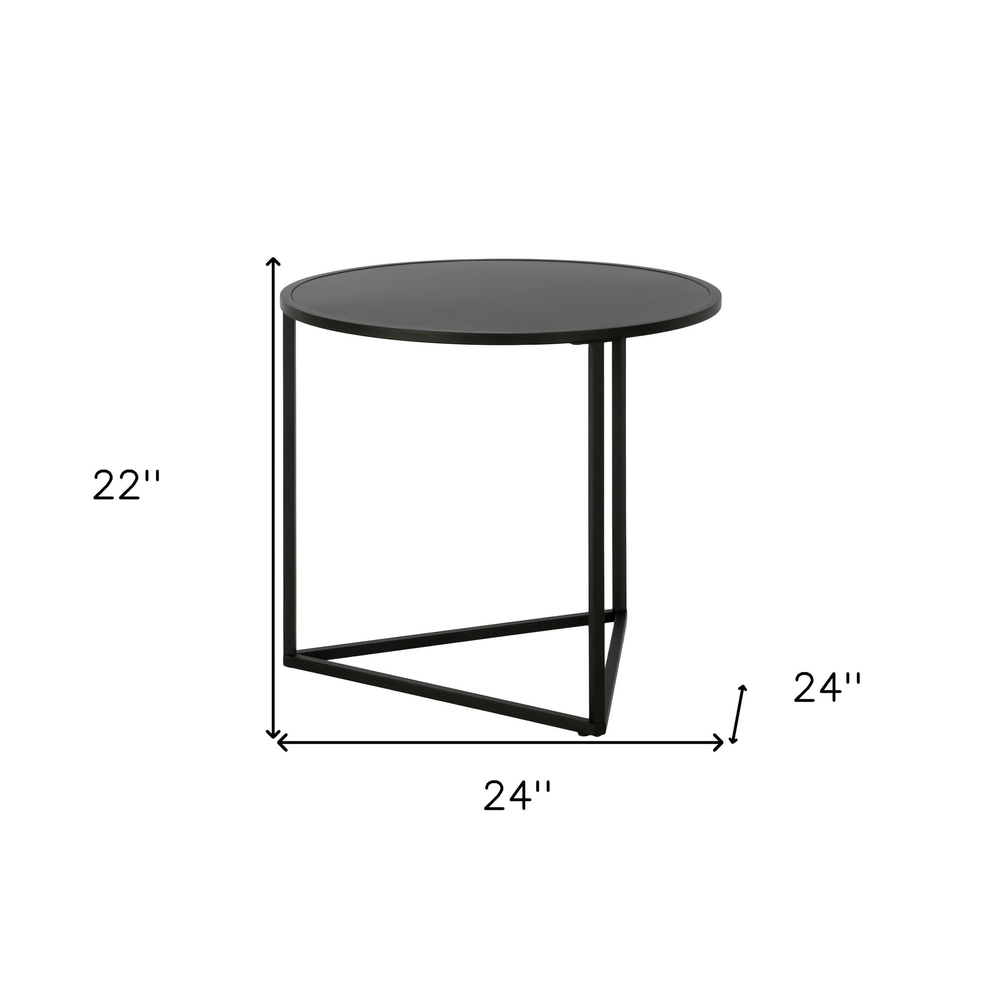 22" Black Steel Round End Table