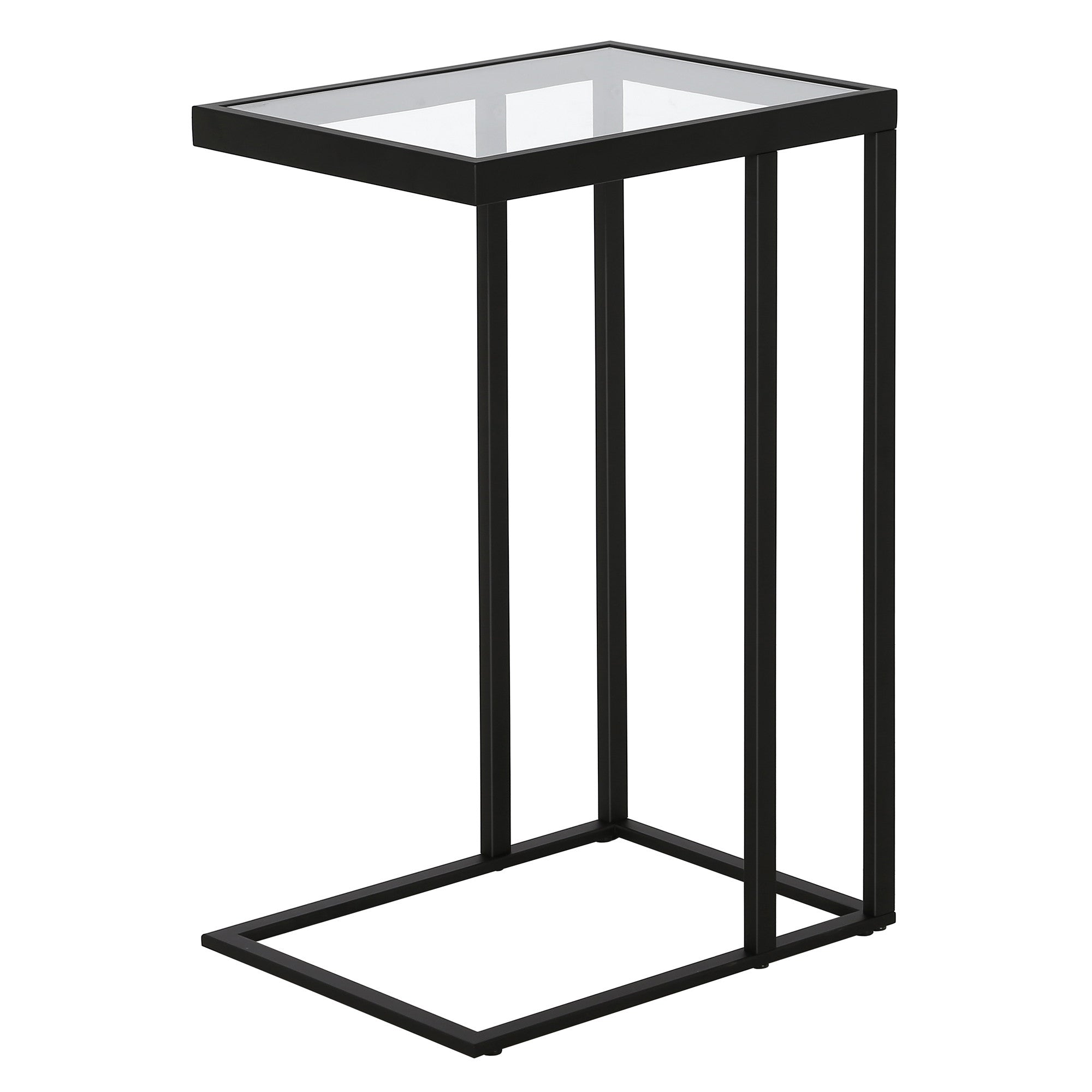 25" Black And Clear Glass And Steel End Table