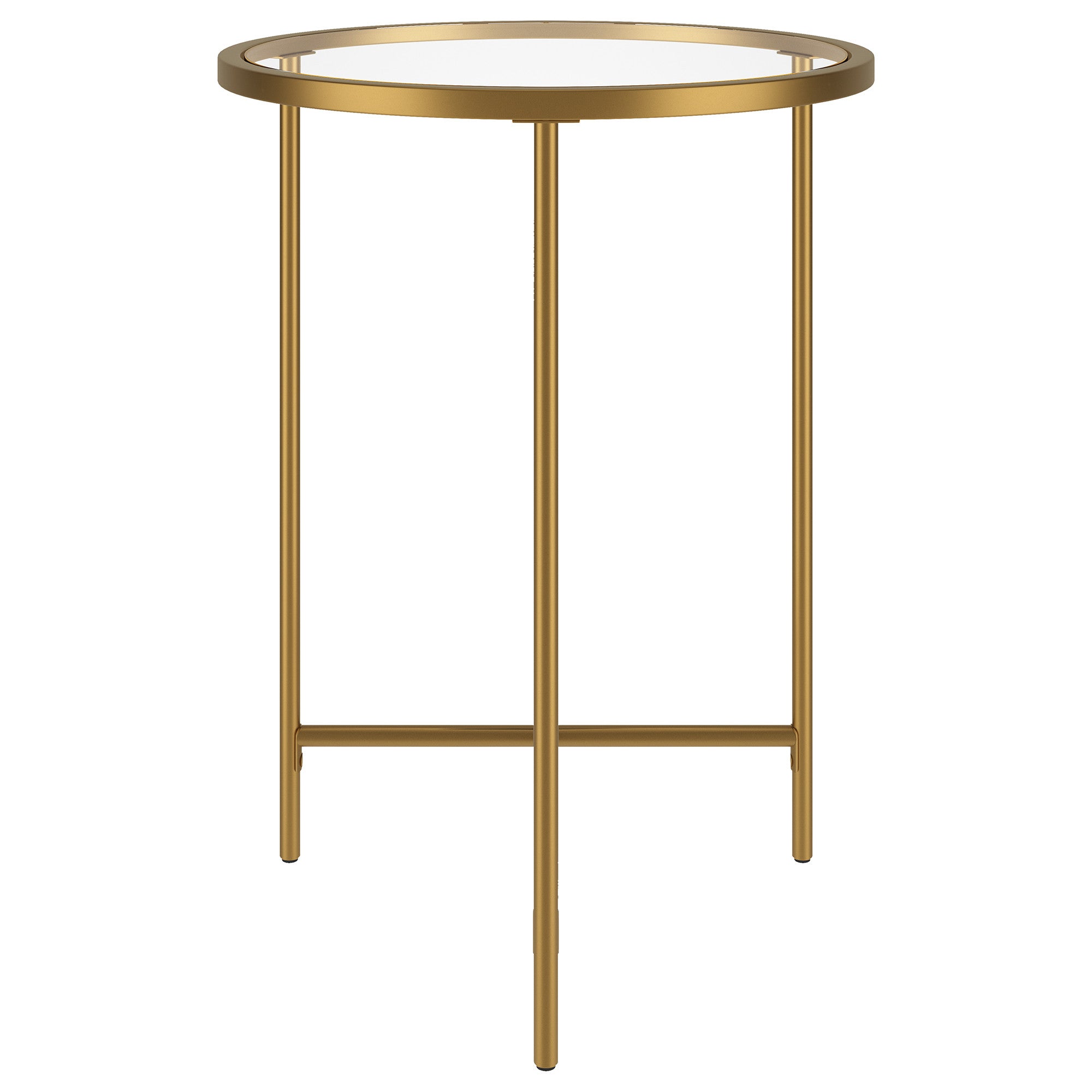 24" Gold And Clear Glass And Steel Round End Table