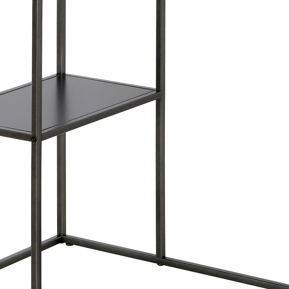 24" Gray Steel End Table With Shelf