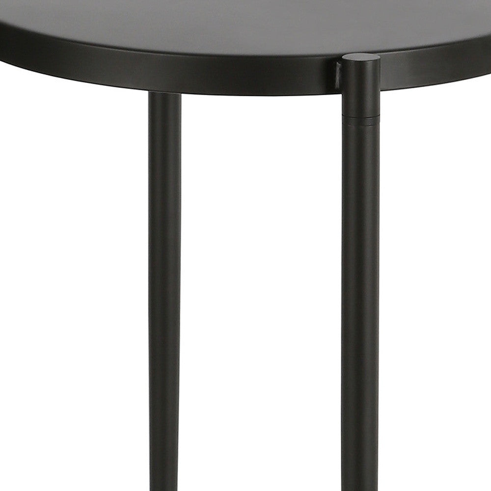 24" Black Metal Round End Table