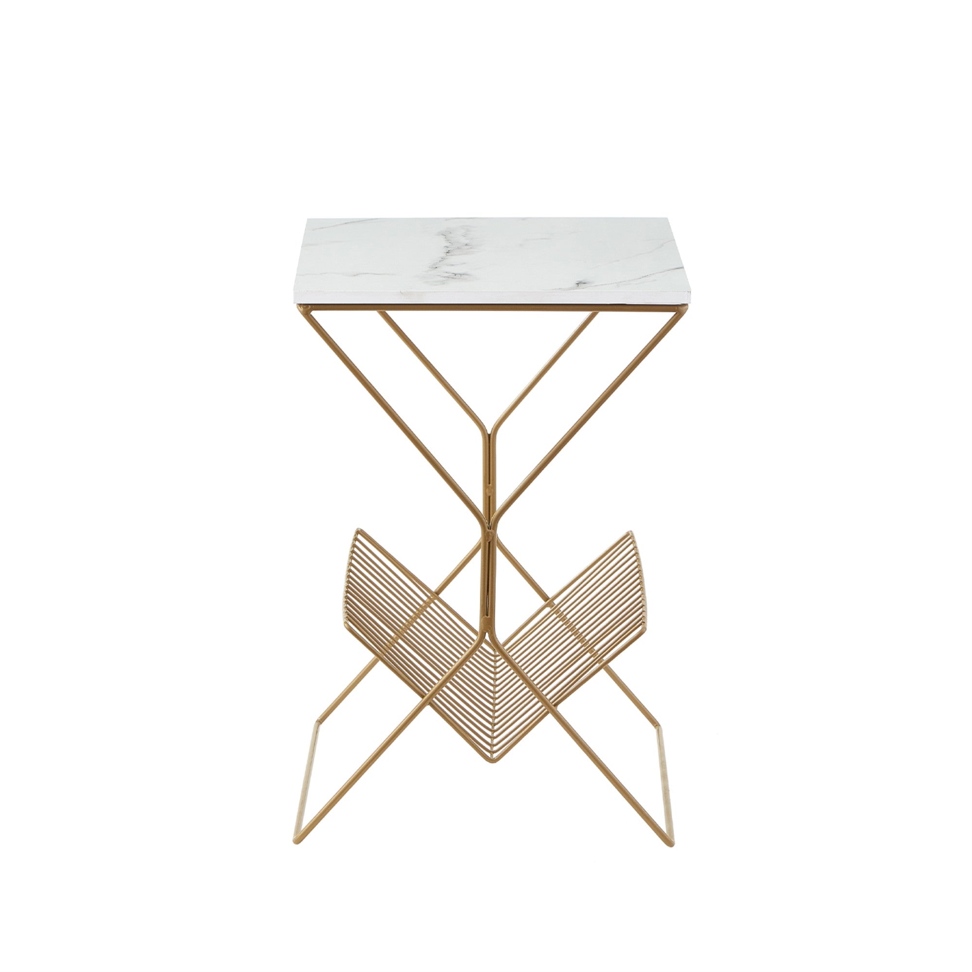 22" Gold and White Veneer End Table